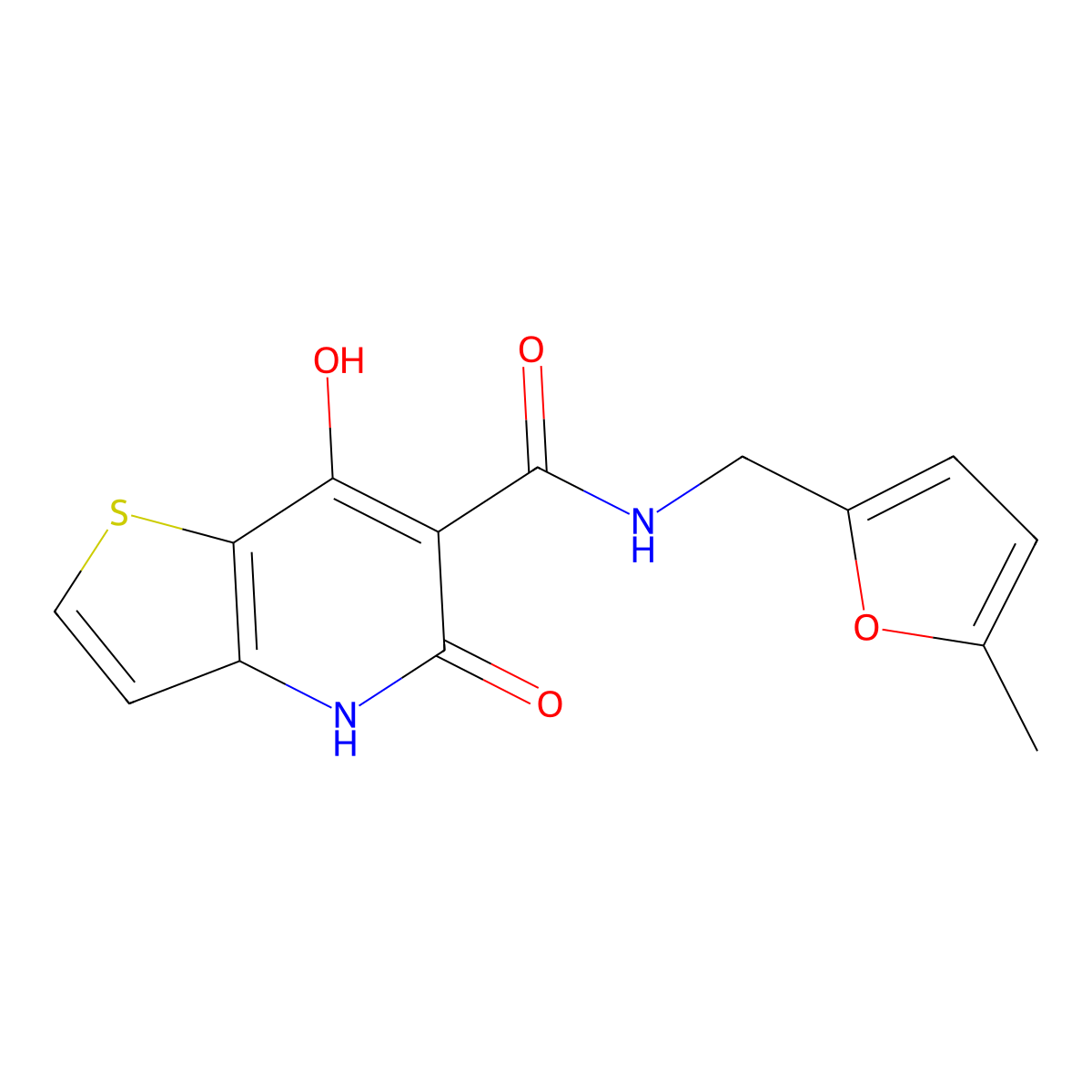 7-hydroxy-N-[(5-methylfuran-2-yl)methyl]-5-oxo-4H,5H-thieno[3,2-b]pyridine-6-carboxamide molecular structure, CAS 1251572-22-1