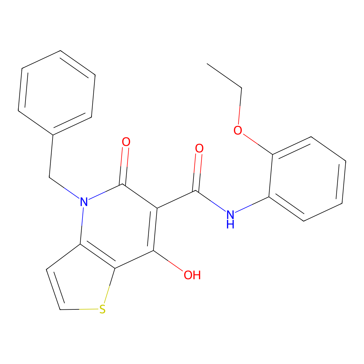 4-benzyl-N-(2-ethoxyphenyl)-7-hydroxy-5-oxo-4H,5H-thieno[3,2-b]pyridine-6-carboxamide molecular structure, CAS 1251572-25-4