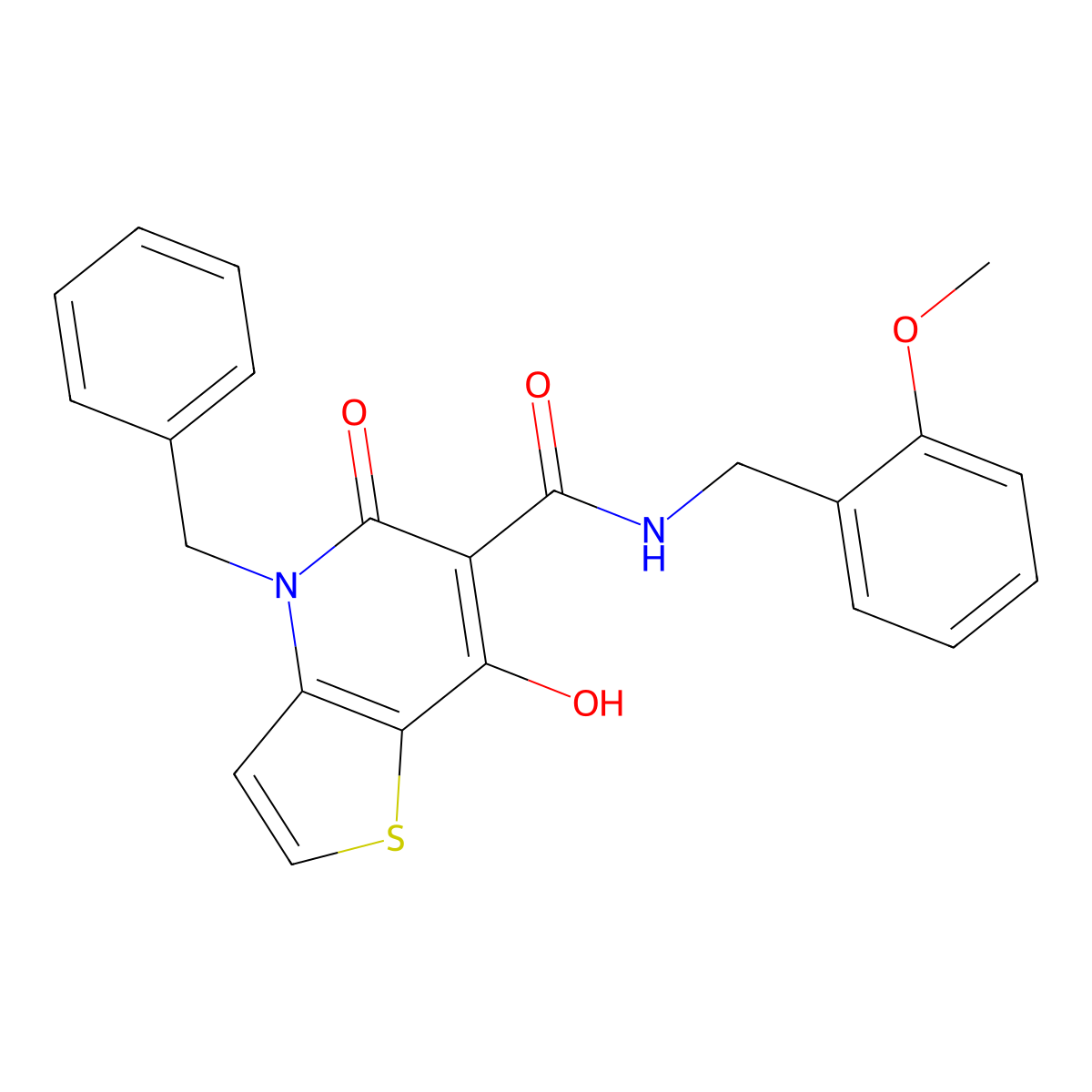 4-benzyl-7-hydroxy-N-[(2-methoxyphenyl)methyl]-5-oxo-4H,5H-thieno[3,2-b]pyridine-6-carboxamide molecular structure, CAS 1251572-33-4