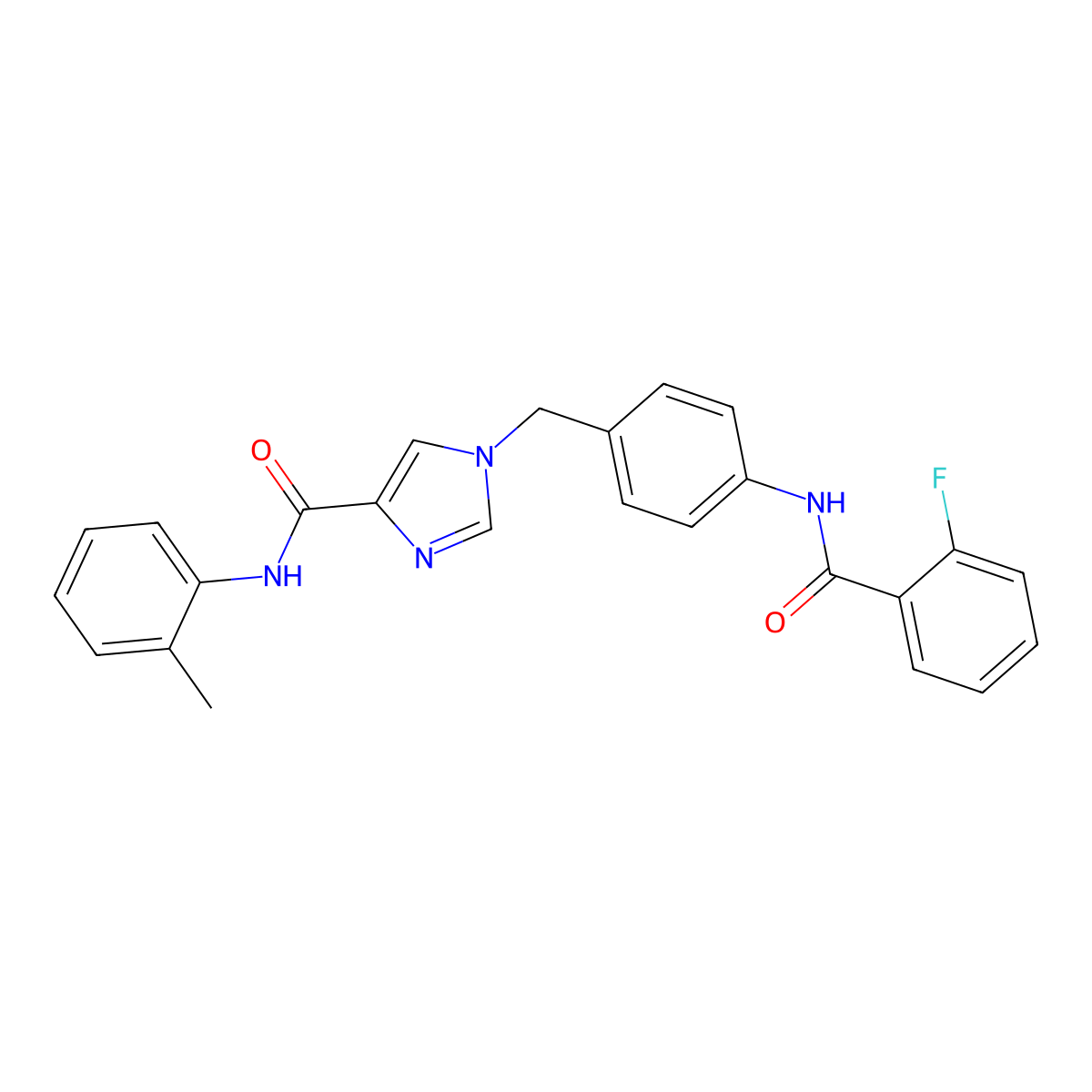 1-{[4-(2-fluorobenzamido)phenyl]methyl}-N-(2-methylphenyl)-1H-imidazole-4-carboxamide molecular structure, CAS 1251572-38-9