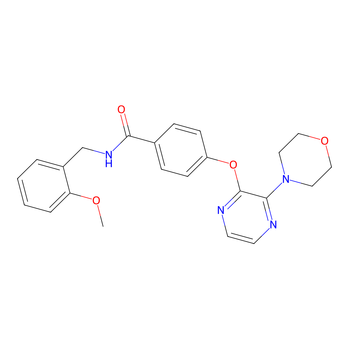 N-(2-methoxybenzyl)-4-[(3-morpholin-4-ylpyrazin-2-yl)oxy]benzamide molecular structure, CAS 1251572-40-3