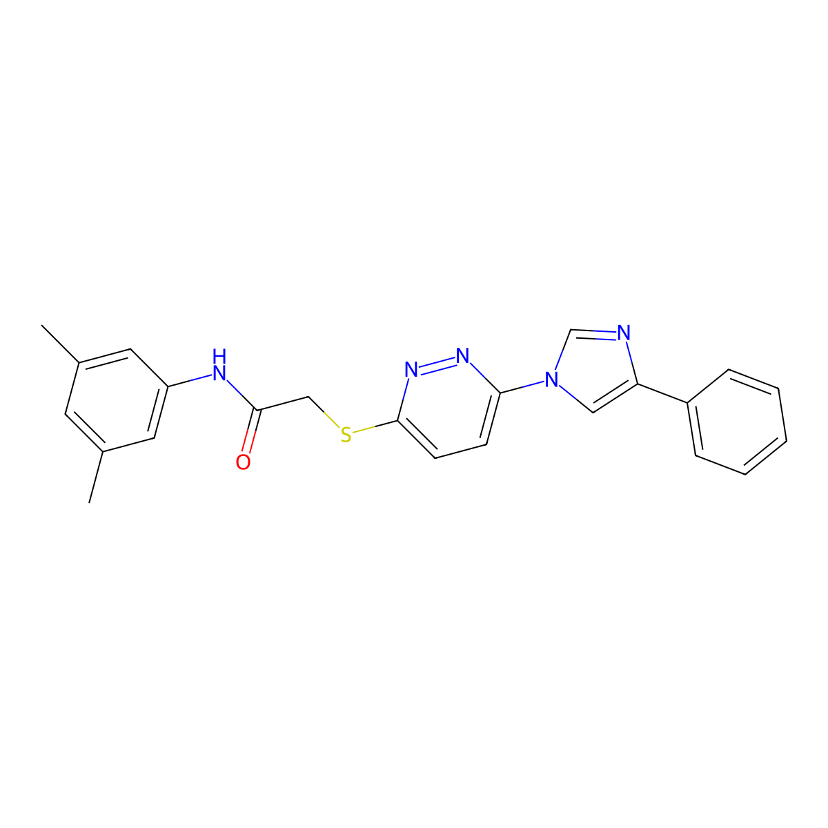 N-(3,5-dimethylphenyl)-2-((6-(4-phenyl-1H-imidazol-1-yl)pyridazin-3-yl)thio)acetamide molecular structure, CAS 1251572-42-5