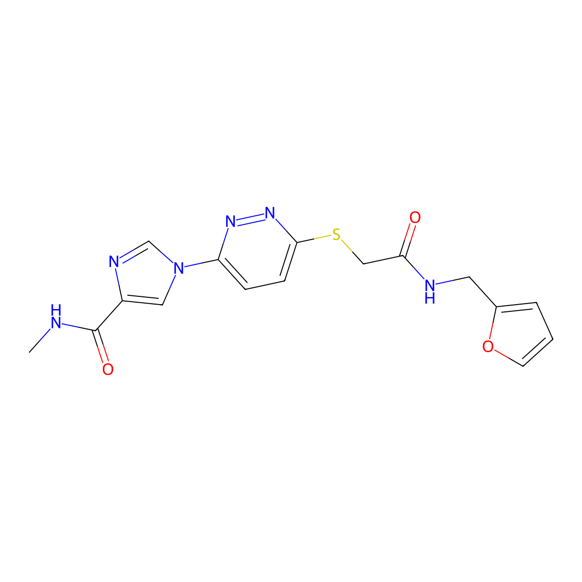 1-(6-((2-((furan-2-ylmethyl)amino)-2-oxoethyl)thio)pyridazin-3-yl)-N-methyl-1H-imidazole-4-carboxamide molecular structure, CAS 1251572-49-2
