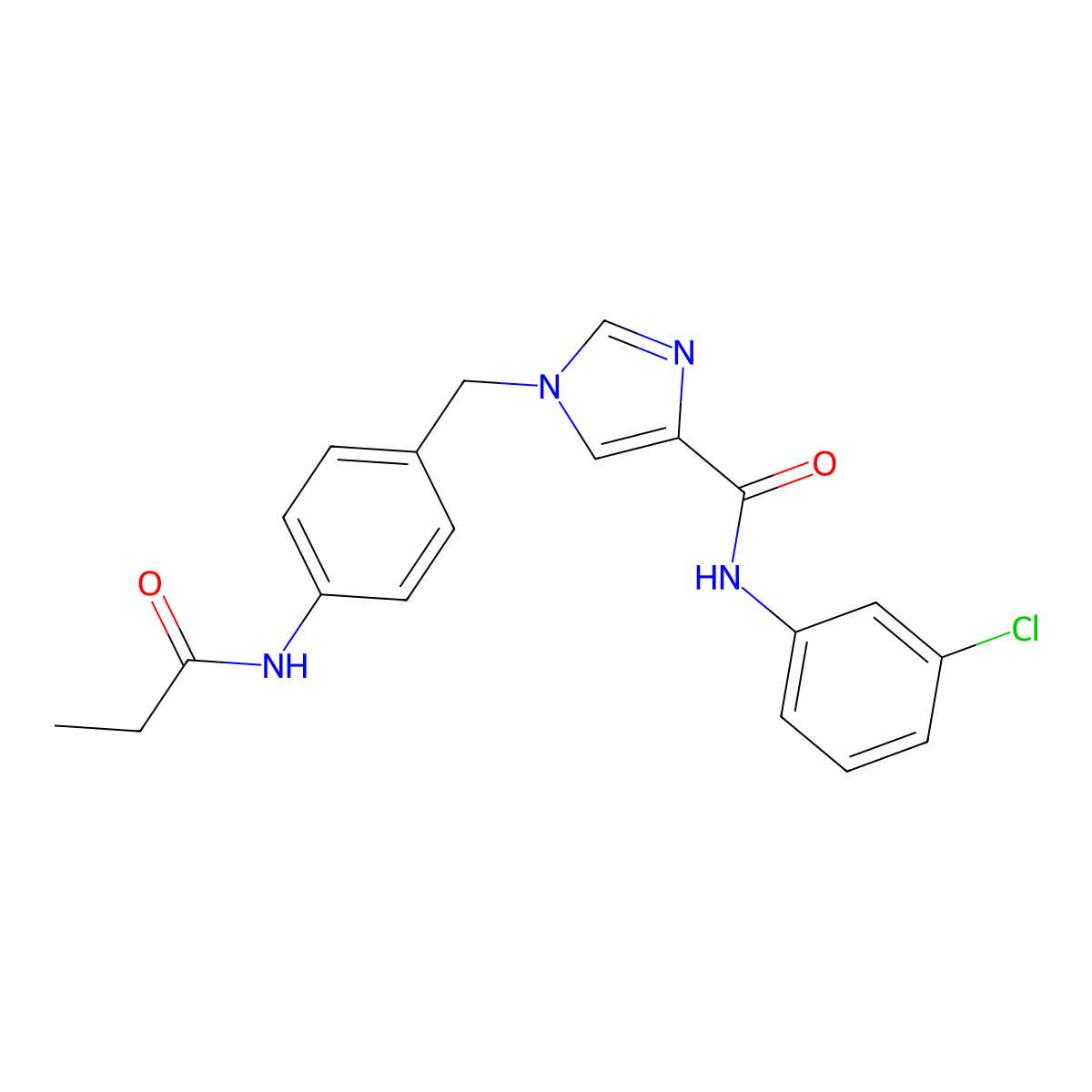 N-(3-chlorophenyl)-1-(4-propionamidobenzyl)-1H-imidazole-4-carboxamide molecular structure, CAS 1251572-50-5