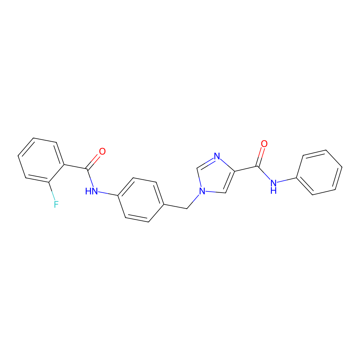 1-(4-(2-fluorobenzamido)benzyl)-N-phenyl-1H-imidazole-4-carboxamide molecular structure, CAS 1251572-60-7