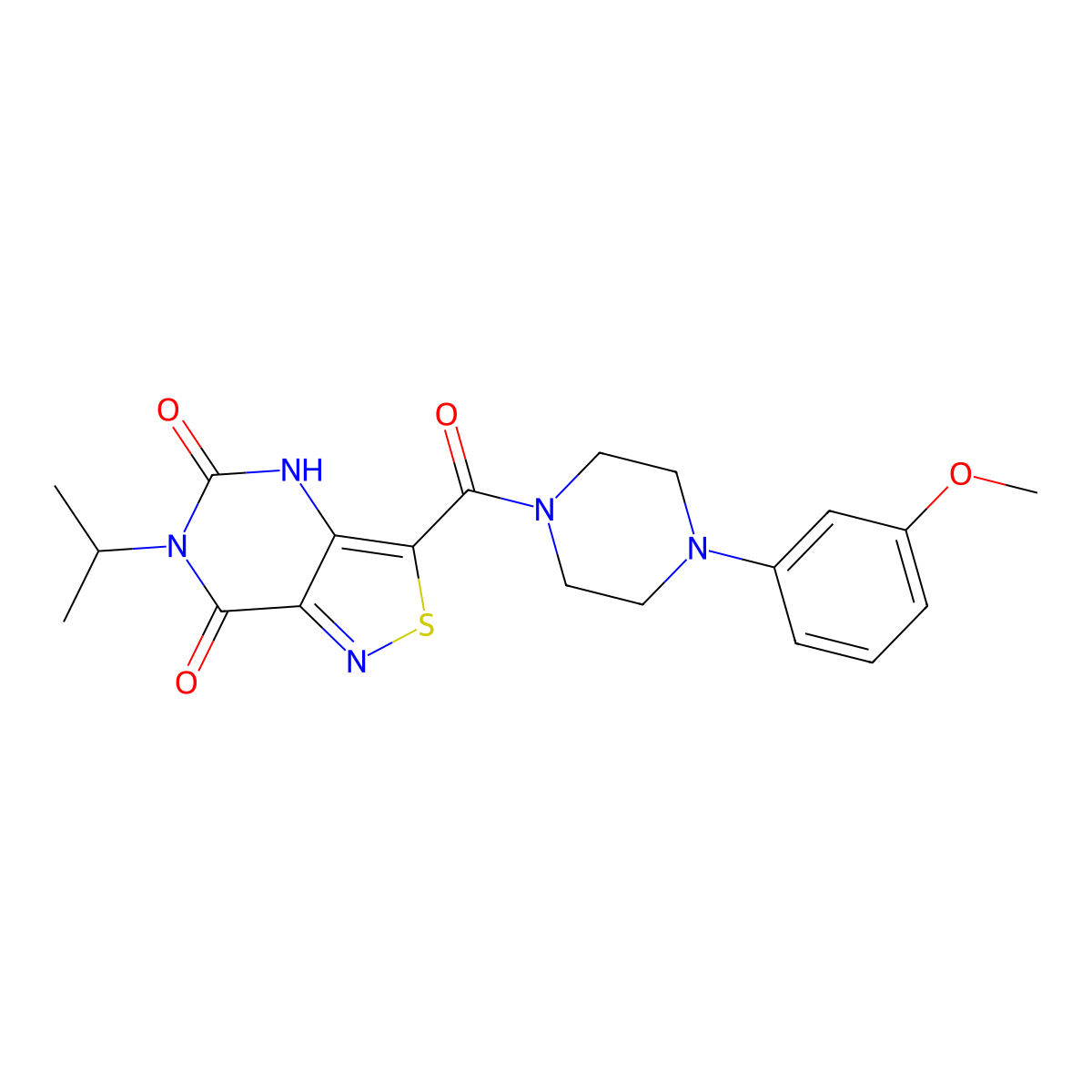 3-[4-(3-methoxyphenyl)piperazine-1-carbonyl]-6-(propan-2-yl)-4H,5H,6H,7H-[1,2]thiazolo[4,3-d]pyrimidine-5,7-dione molecular structure, CAS 1251572-61-8