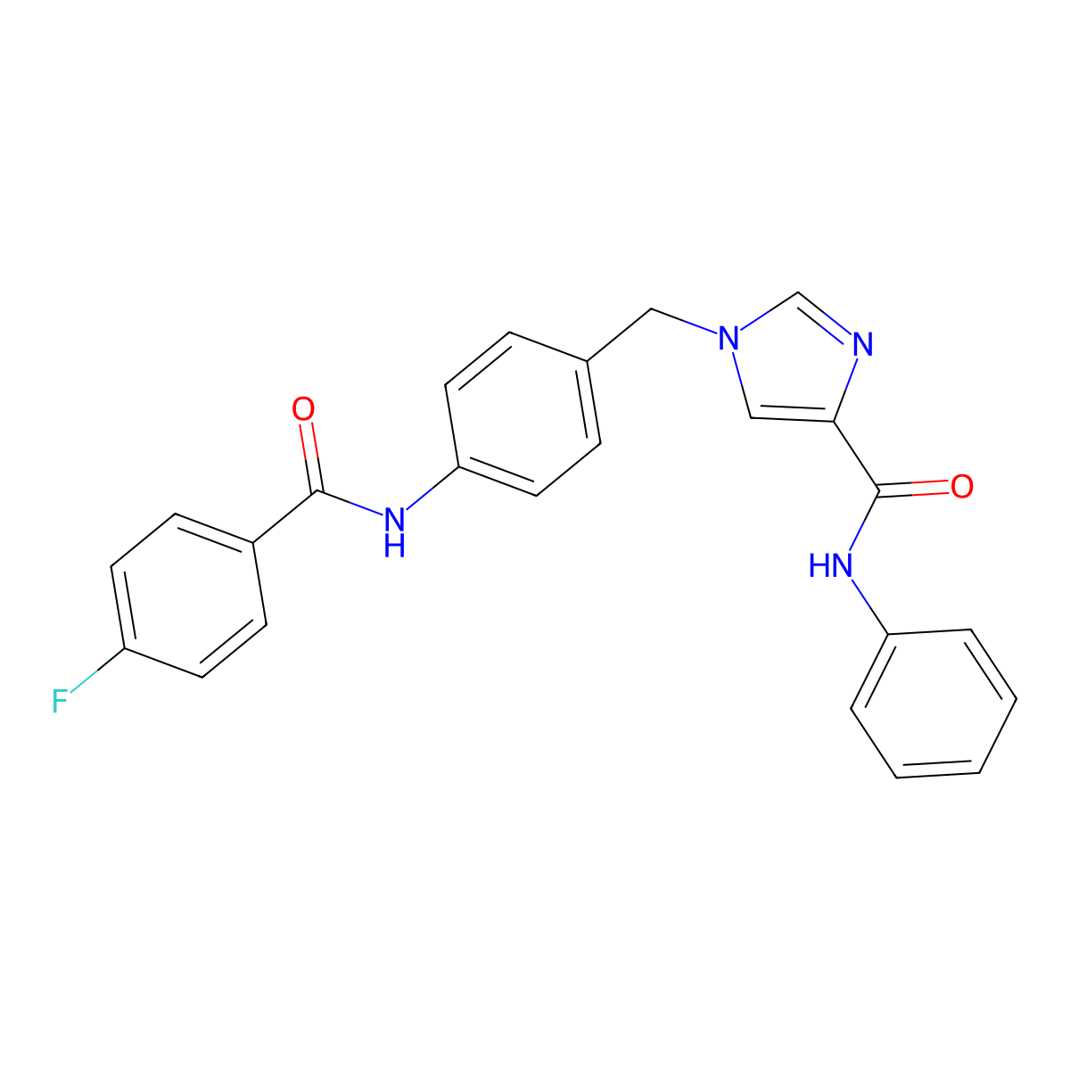 1-(4-(4-fluorobenzamido)benzyl)-N-phenyl-1H-imidazole-4-carboxamide molecular structure, CAS 1251572-62-9