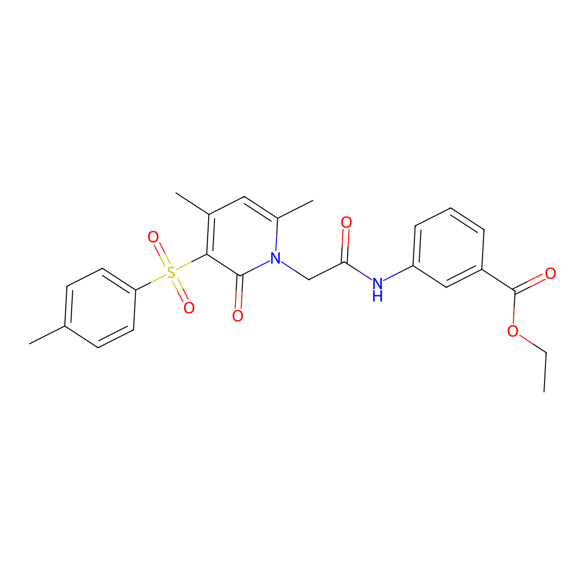 ethyl 3-(2-(4,6-dimethyl-2-oxo-3-tosylpyridin-1(2H)-yl)acetamido)benzoate molecular structure, CAS 1251572-63-0