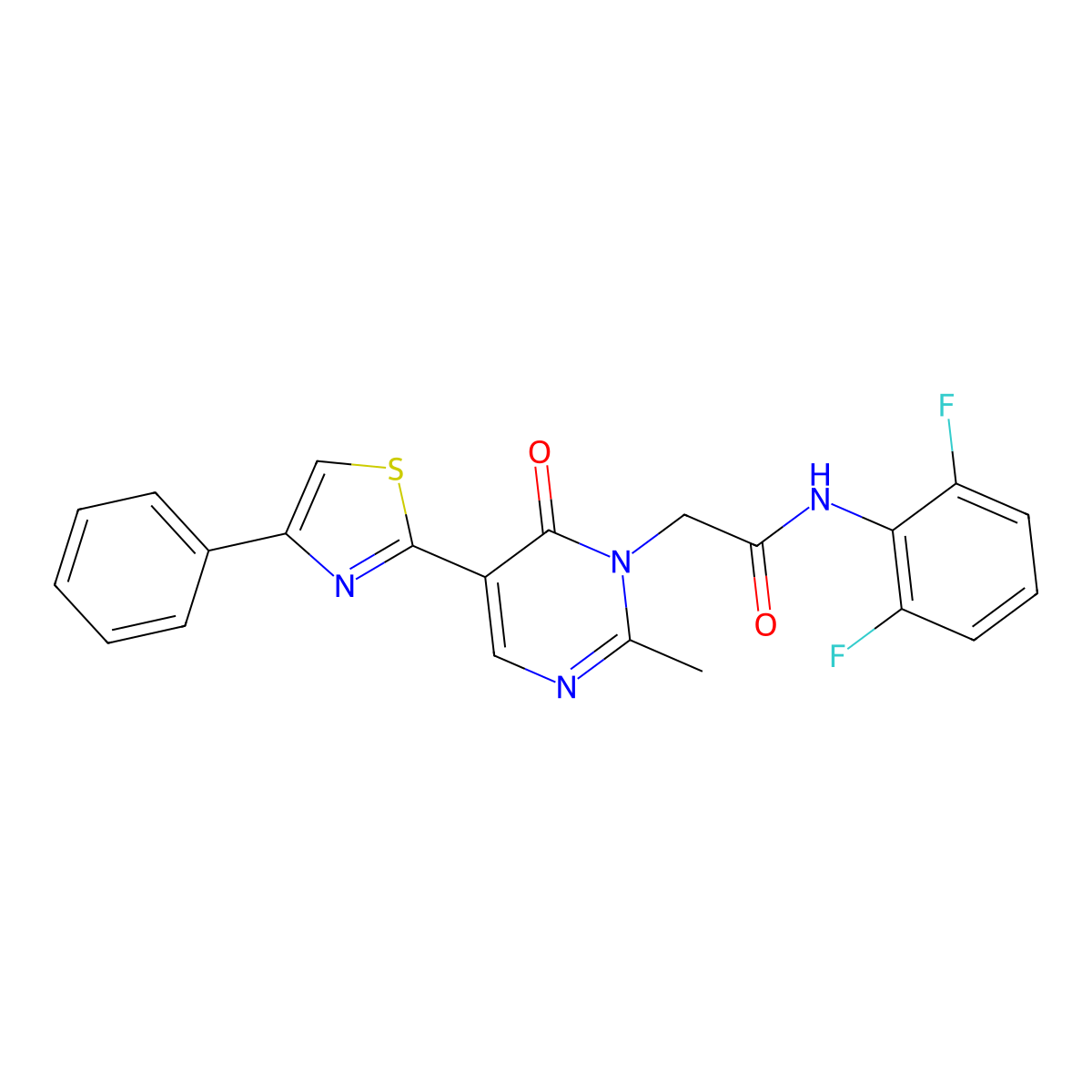 N-(2,6-difluorophenyl)-2-(2-methyl-6-oxo-5-(4-phenylthiazol-2-yl)pyrimidin-1(6H)-yl)acetamide molecular structure, CAS 1251572-72-1