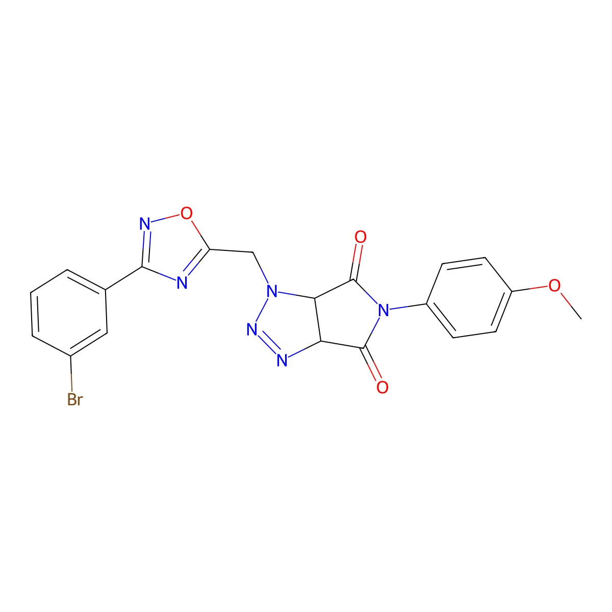 1-((3-(3-bromophenyl)-1,2,4-oxadiazol-5-yl)methyl)-5-(4-methoxyphenyl)-1,6a-dihydropyrrolo[3,4-d][1,2,3]triazole-4,6(3aH,5H)-dione molecular structure, CAS 1251572-75-4