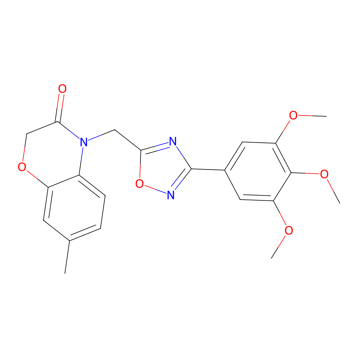 7-methyl-4-((3-(3,4,5-trimethoxyphenyl)-1,2,4-oxadiazol-5-yl)methyl)-2H-benzo[b][1,4]oxazin-3(4H)-one molecular structure, CAS 1251572-79-8