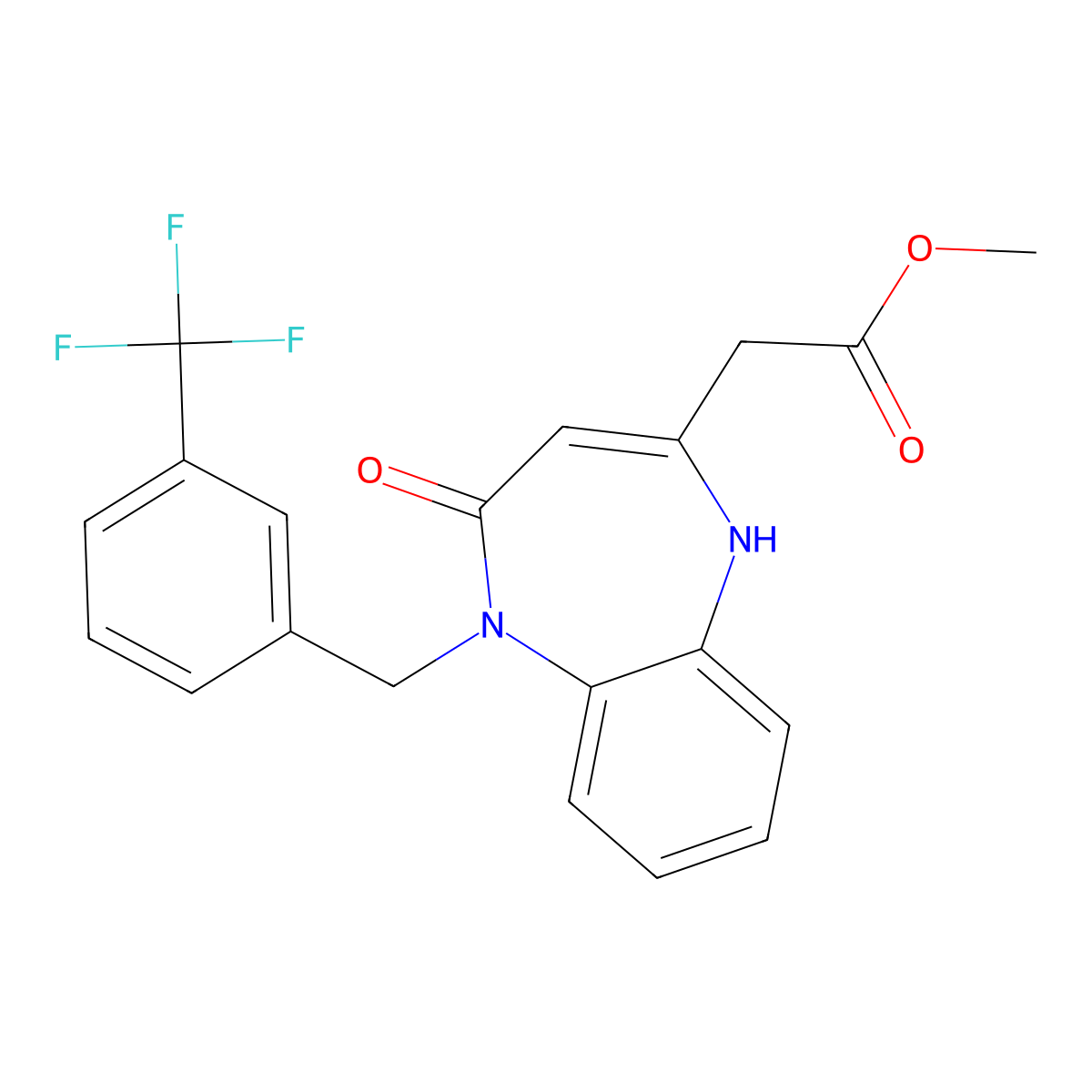 methyl 2-{4-oxo-5-[3-(trifluoromethyl)benzyl]-4,5-dihydro-1H-1,5-benzodiazepin-2-yl}acetate molecular structure, CAS 1251572-87-8