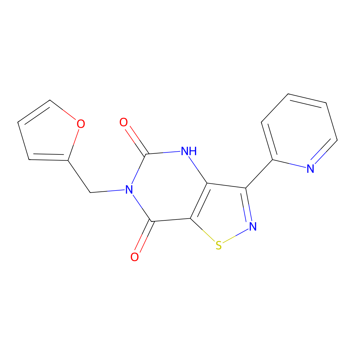 6-(furan-2-ylmethyl)-3-(pyridin-2-yl)isothiazolo[4,5-d]pyrimidine-5,7(4H,6H)-dione molecular structure, CAS 1251572-88-9
