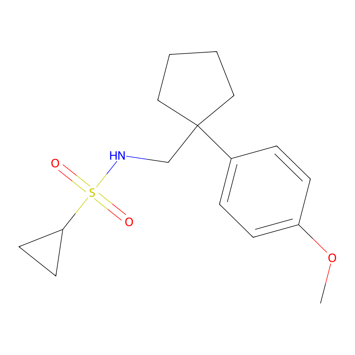N-{[1-(4-methoxyphenyl)cyclopentyl]methyl}cyclopropanesulfonamide molecular structure, CAS 1251573-04-2