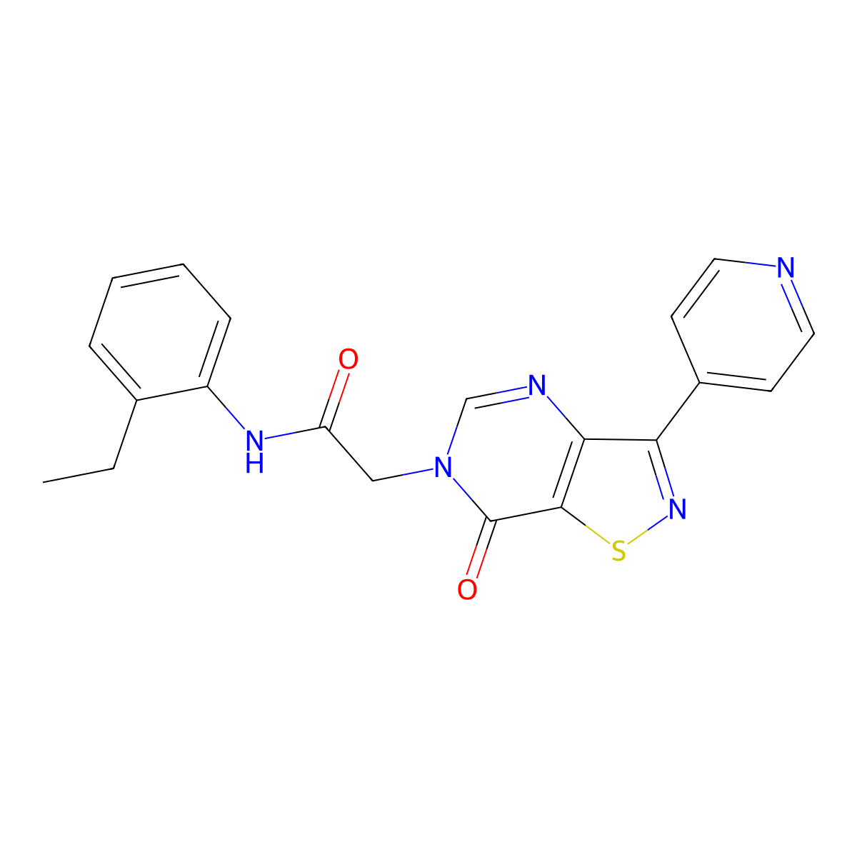 N-(2-ethylphenyl)-2-(7-oxo-3-(pyridin-4-yl)isothiazolo[4,5-d]pyrimidin-6(7H)-yl)acetamide molecular structure, CAS 1251573-05-3