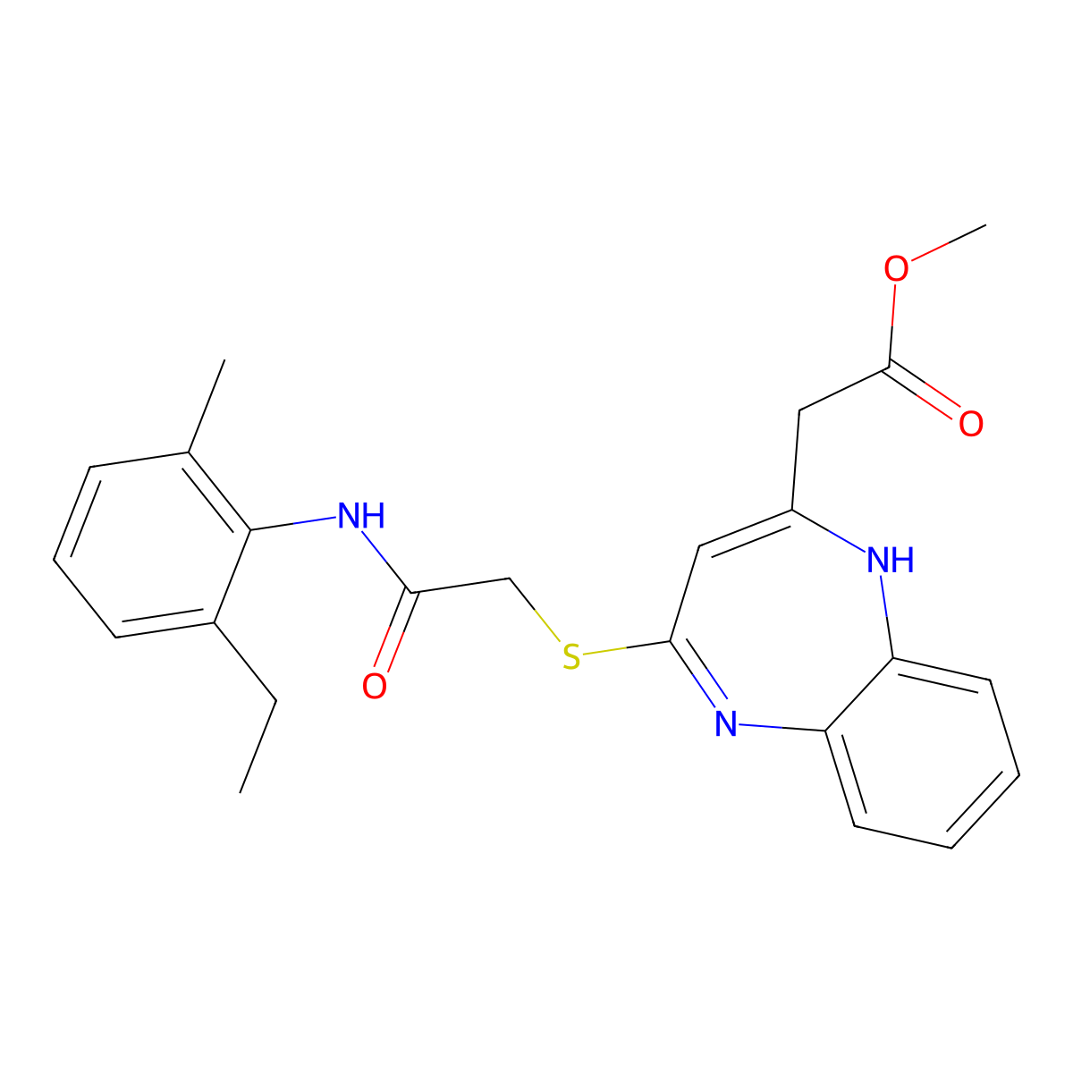 methyl 2-[4-({[(2-ethyl-6-methylphenyl)carbamoyl]methyl}sulfanyl)-1H-1,5-benzodiazepin-2-yl]acetate molecular structure, CAS 1251573-12-2