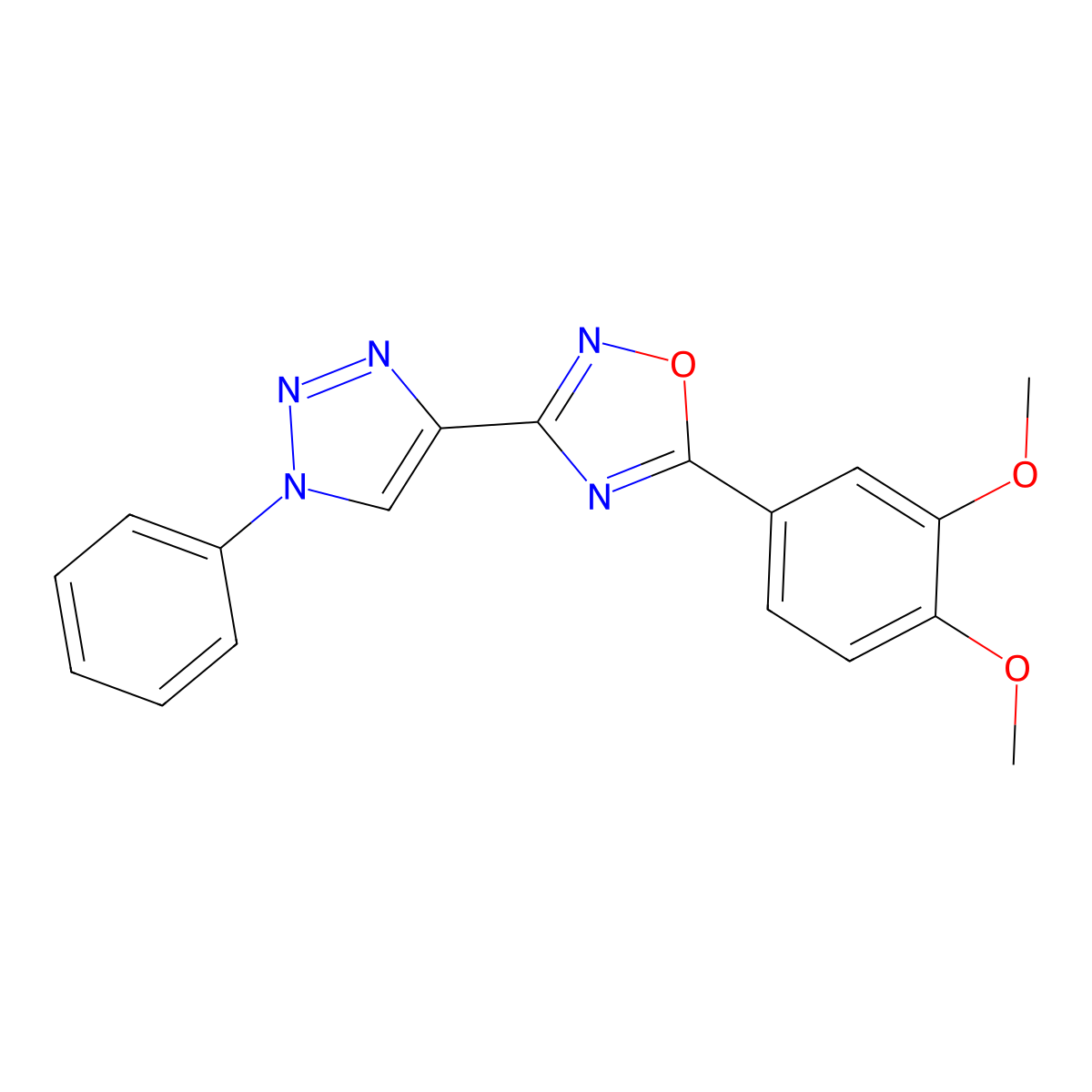 5-(3,4-dimethoxyphenyl)-3-(1-phenyl-1H-1,2,3-triazol-4-yl)-1,2,4-oxadiazole molecular structure, CAS 1251573-15-5