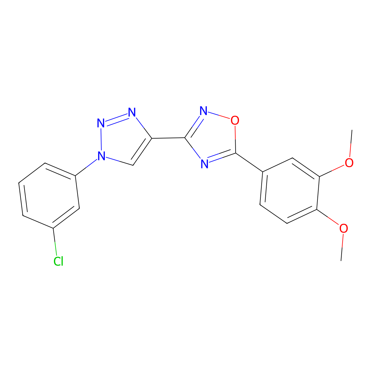 3-[1-(3-chlorophenyl)-1H-1,2,3-triazol-4-yl]-5-(3,4-dimethoxyphenyl)-1,2,4-oxadiazole molecular structure, CAS 1251573-21-3