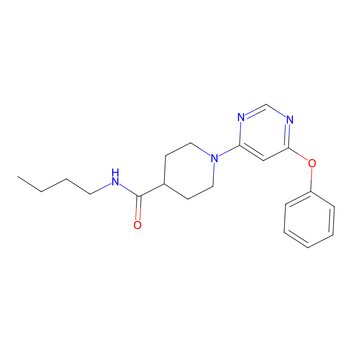 N-butyl-1-(6-phenoxypyrimidin-4-yl)piperidine-4-carboxamide molecular structure, CAS 1251573-26-8