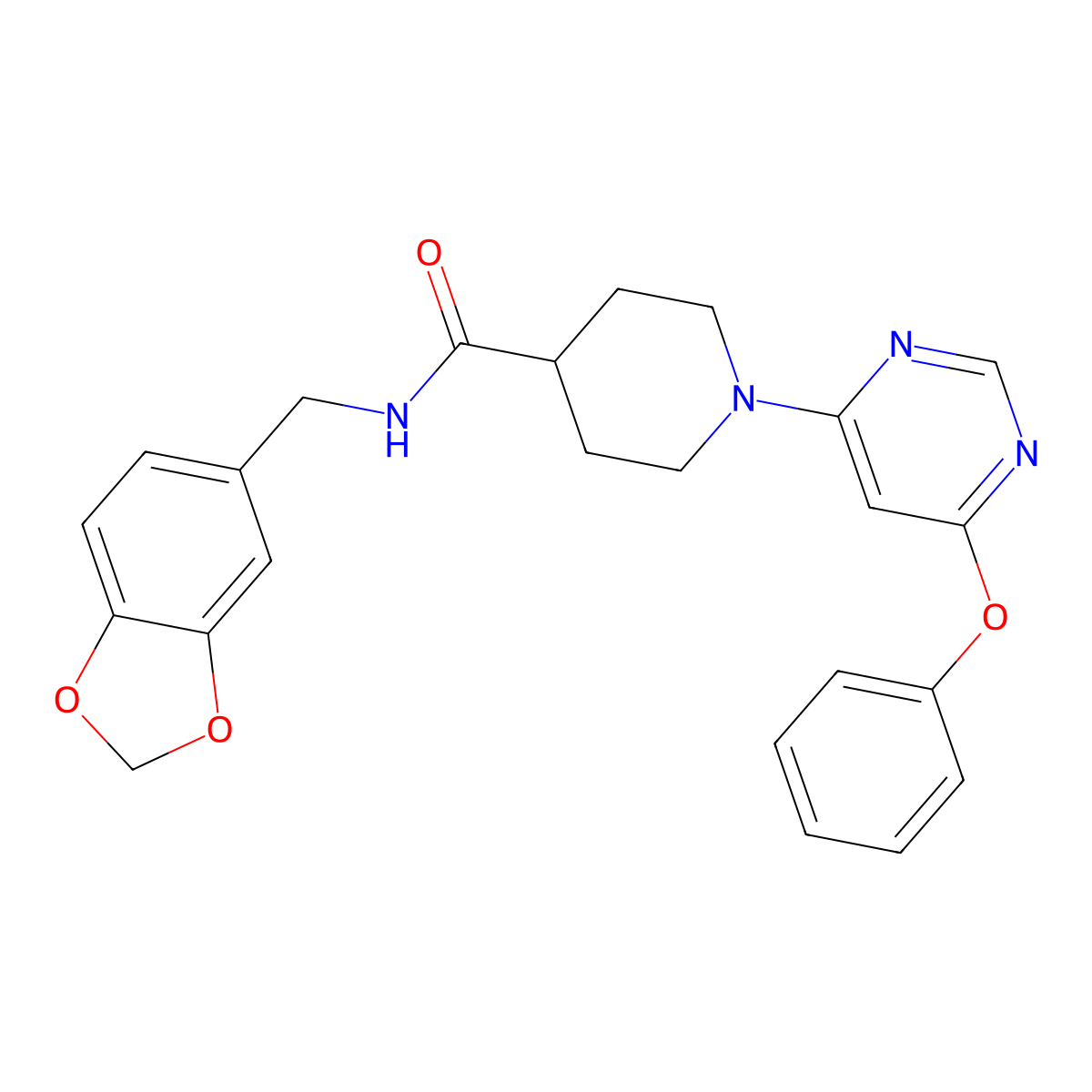 N-(1,3-benzodioxol-5-ylmethyl)-1-(6-phenoxypyrimidin-4-yl)piperidine-4-carboxamide molecular structure, CAS 1251573-31-5
