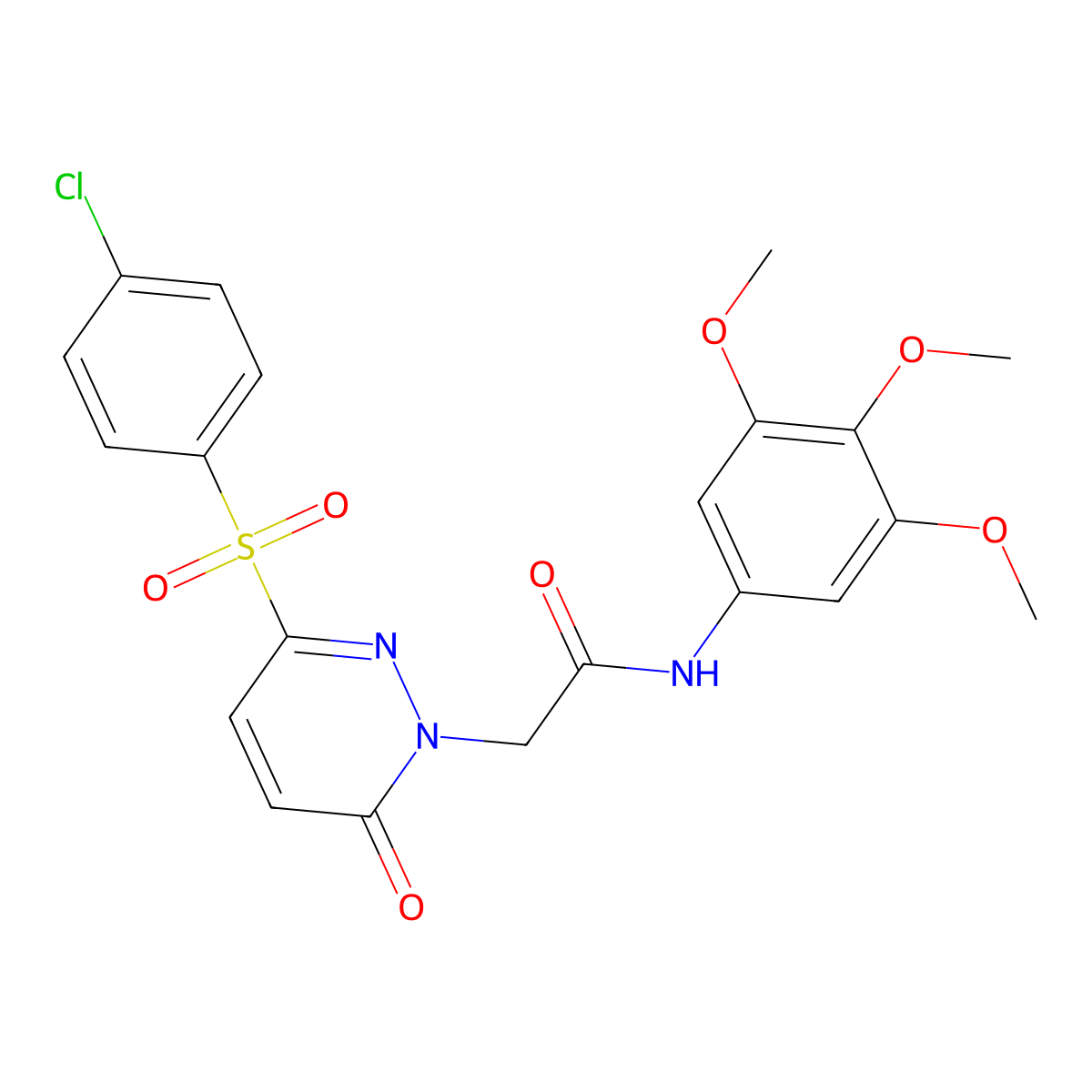 2-(3-((4-chlorophenyl)sulfonyl)-6-oxopyridazin-1(6H)-yl)-N-(3,4,5-trimethoxyphenyl)acetamide molecular structure, CAS 1251573-33-7