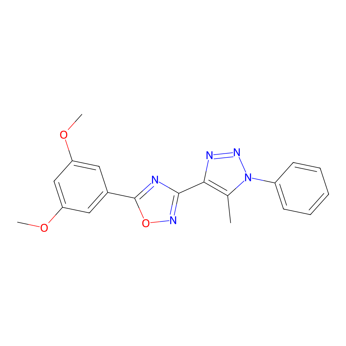 5-(3,5-dimethoxyphenyl)-3-(5-methyl-1-phenyl-1H-1,2,3-triazol-4-yl)-1,2,4-oxadiazole molecular structure, CAS 1251573-34-8