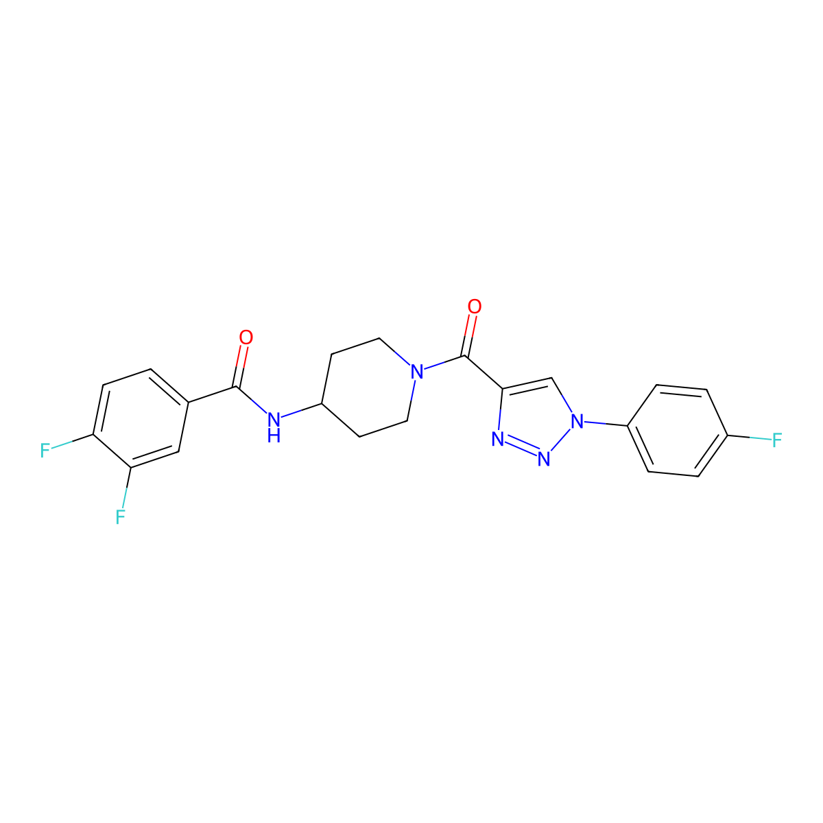 3,4-difluoro-N-{1-[1-(4-fluorophenyl)-1H-1,2,3-triazole-4-carbonyl]piperidin-4-yl}benzamide molecular structure, CAS 1251573-39-3