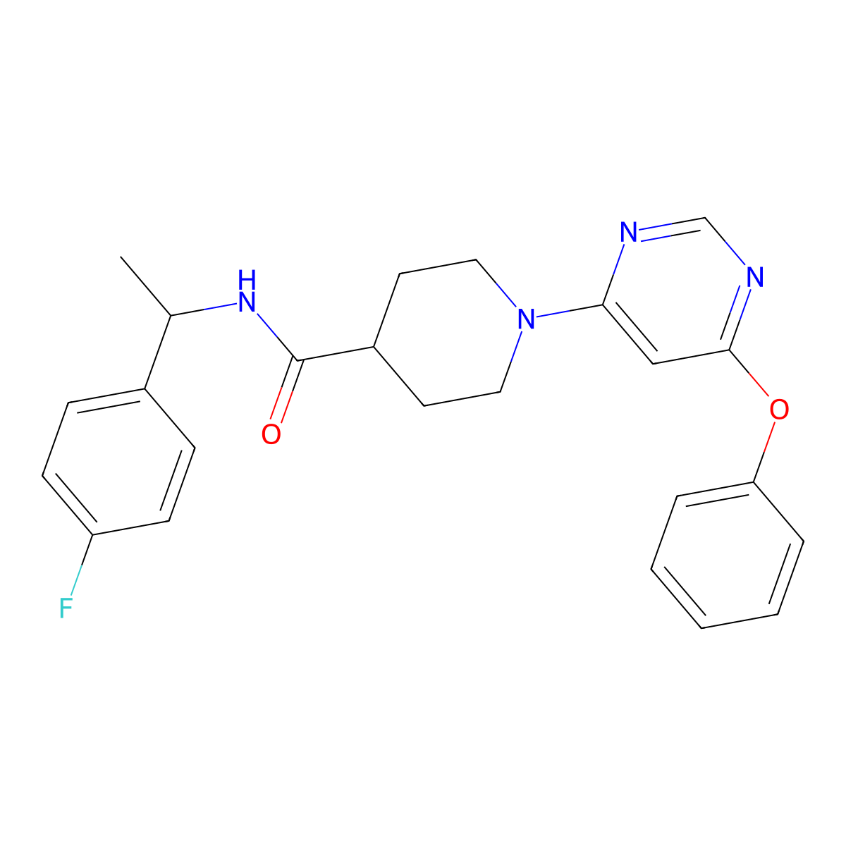 N-[1-(4-fluorophenyl)ethyl]-1-(6-phenoxypyrimidin-4-yl)piperidine-4-carboxamide molecular structure, CAS 1251573-41-7
