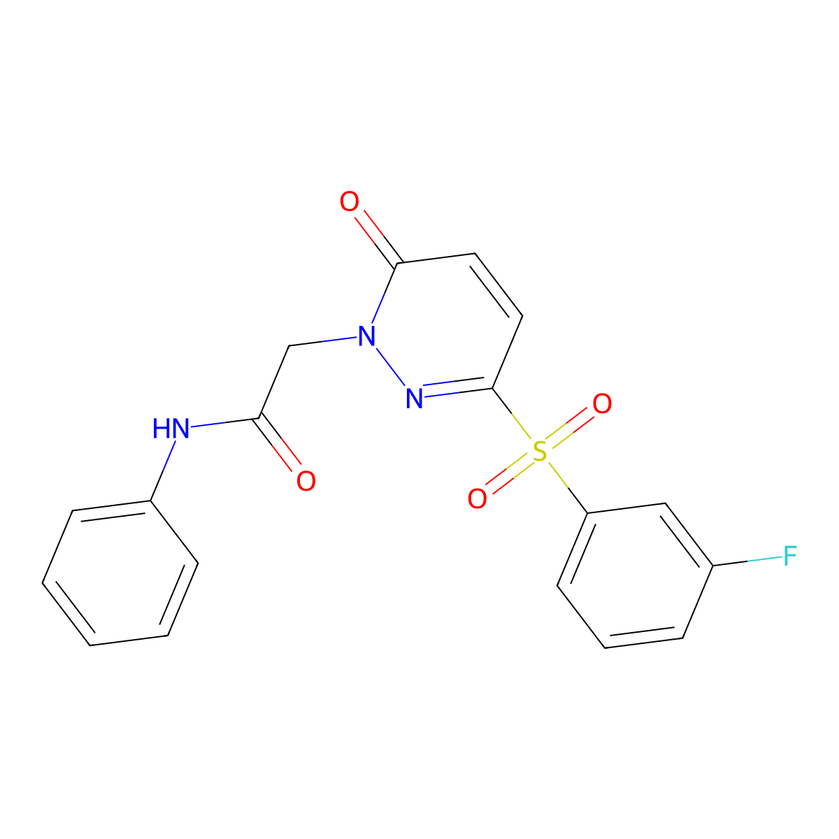 2-(3-((3-fluorophenyl)sulfonyl)-6-oxopyridazin-1(6H)-yl)-N-phenylacetamide molecular structure, CAS 1251573-45-1