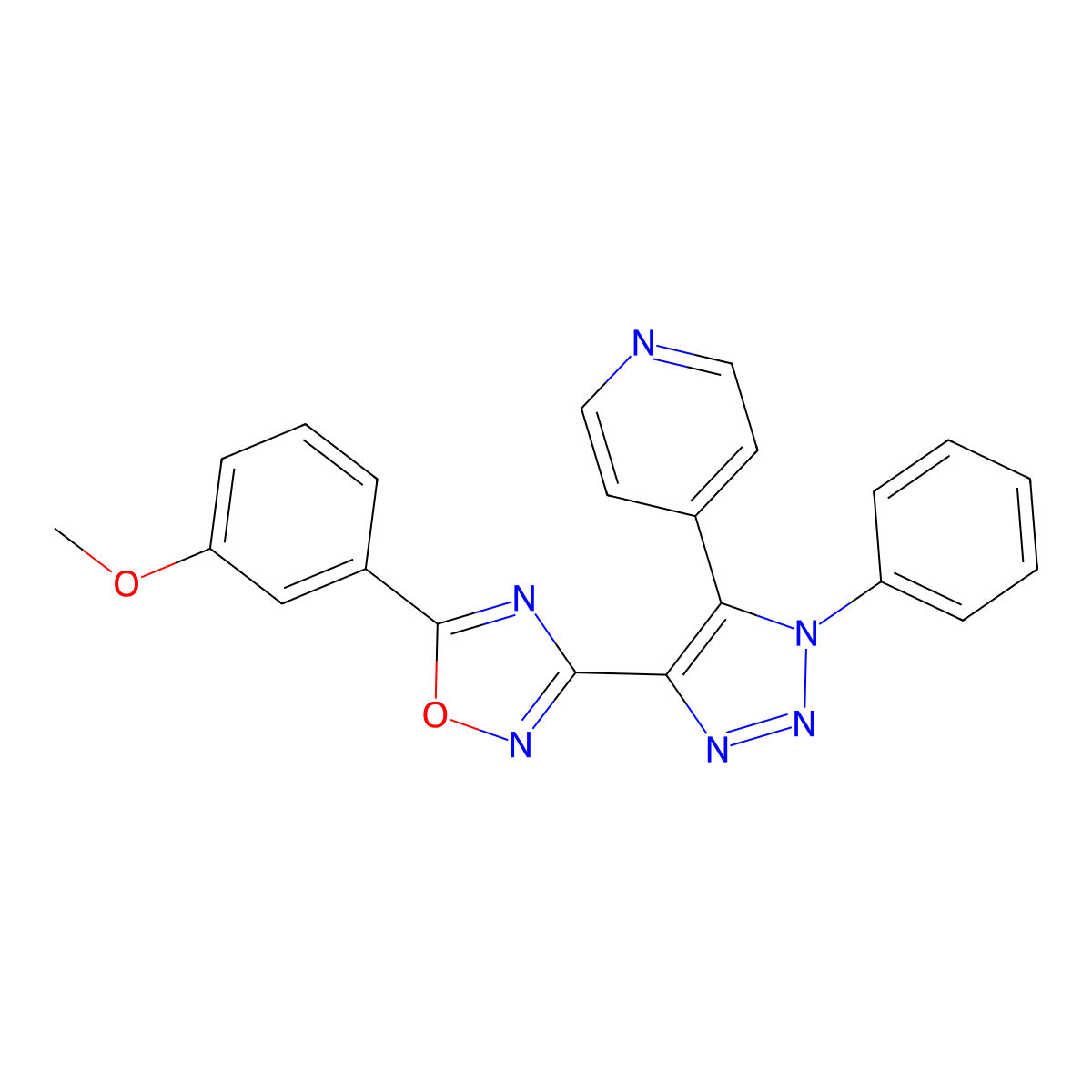 4-{4-[5-(3-methoxyphenyl)-1,2,4-oxadiazol-3-yl]-1-phenyl-1H-1,2,3-triazol-5-yl}pyridine molecular structure, CAS 1251573-49-5