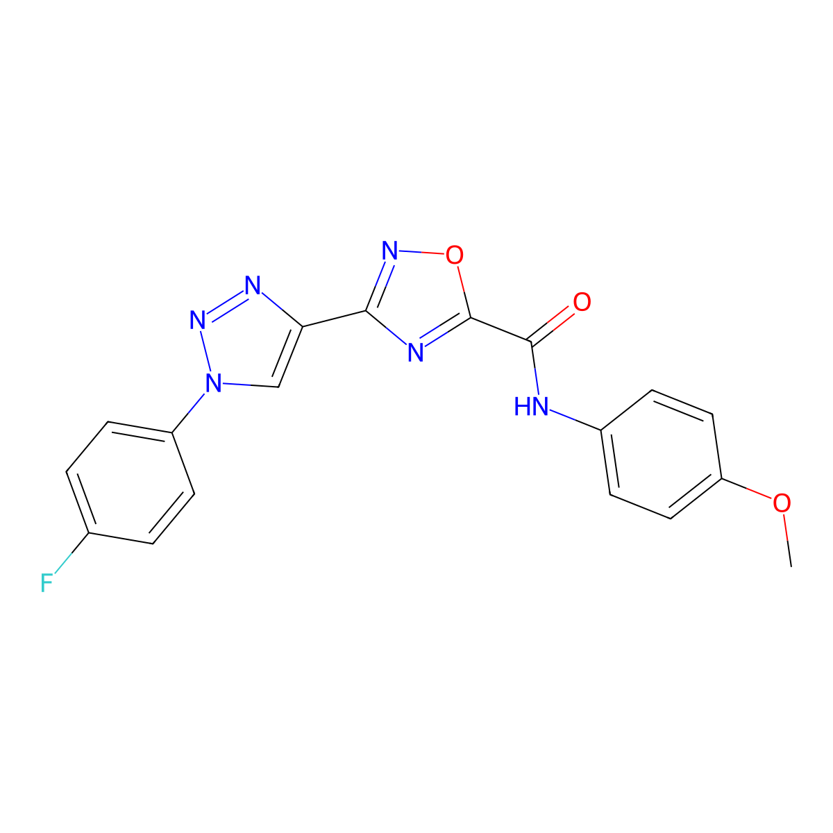 3-[1-(4-fluorophenyl)-1H-1,2,3-triazol-4-yl]-N-(4-methoxyphenyl)-1,2,4-oxadiazole-5-carboxamide molecular structure, CAS 1251573-51-9