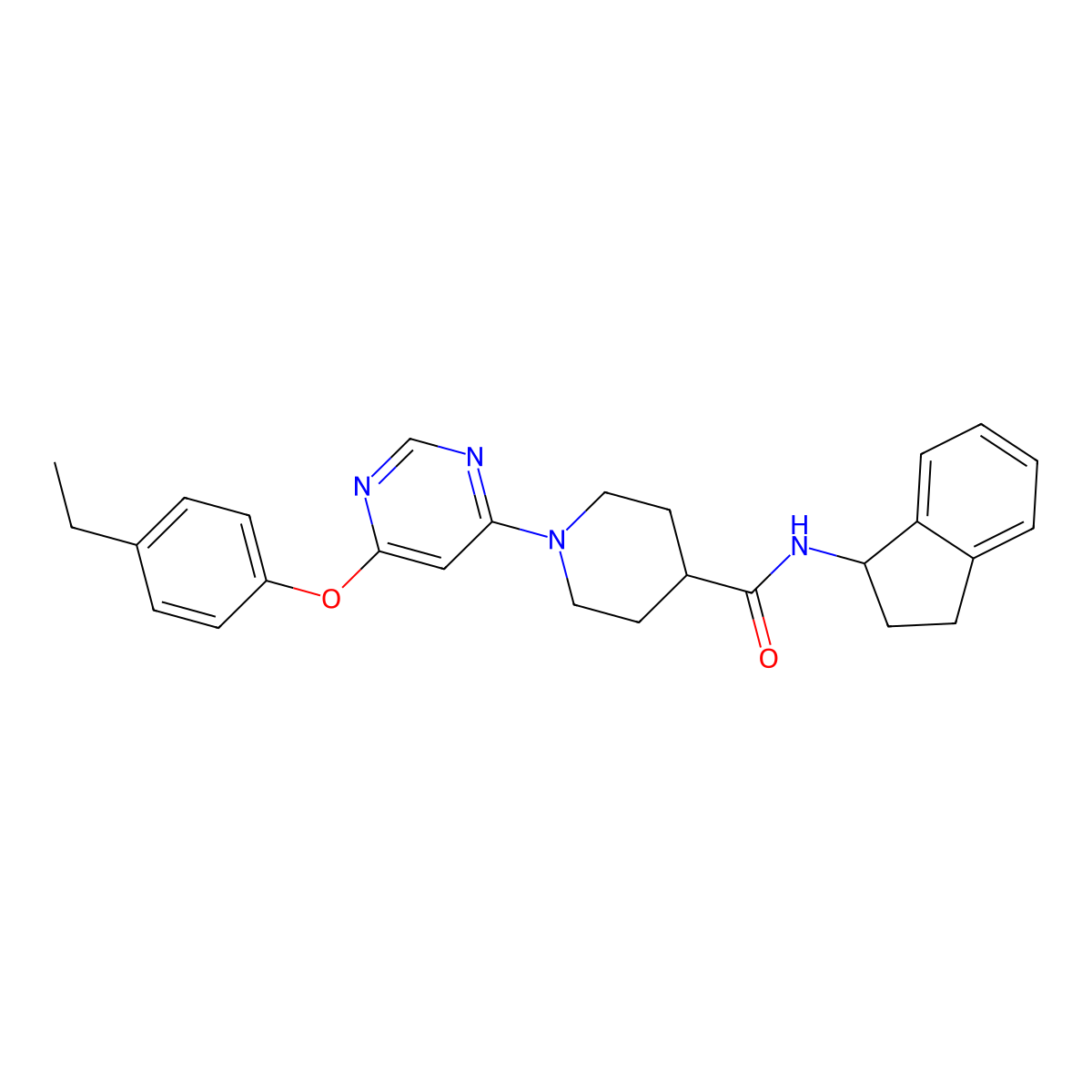 N-(2,3-dihydro-1H-inden-1-yl)-1-[6-(4-ethylphenoxy)pyrimidin-4-yl]piperidine-4-carboxamide molecular structure, CAS 1251573-52-0
