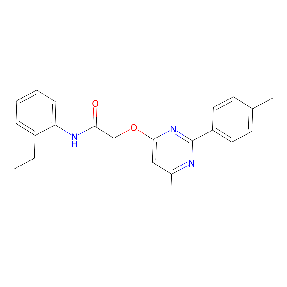N-(2-ethylphenyl)-2-{[6-methyl-2-(4-methylphenyl)pyrimidin-4-yl]oxy}acetamide molecular structure, CAS 1251573-62-2