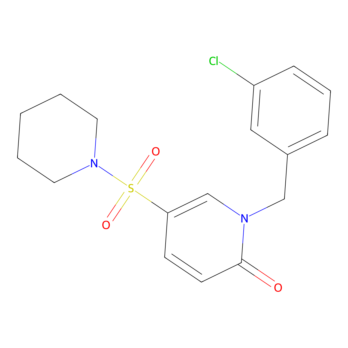 1-(3-chlorobenzyl)-5-(piperidin-1-ylsulfonyl)pyridin-2(1H)-one molecular structure, CAS 1251573-64-4