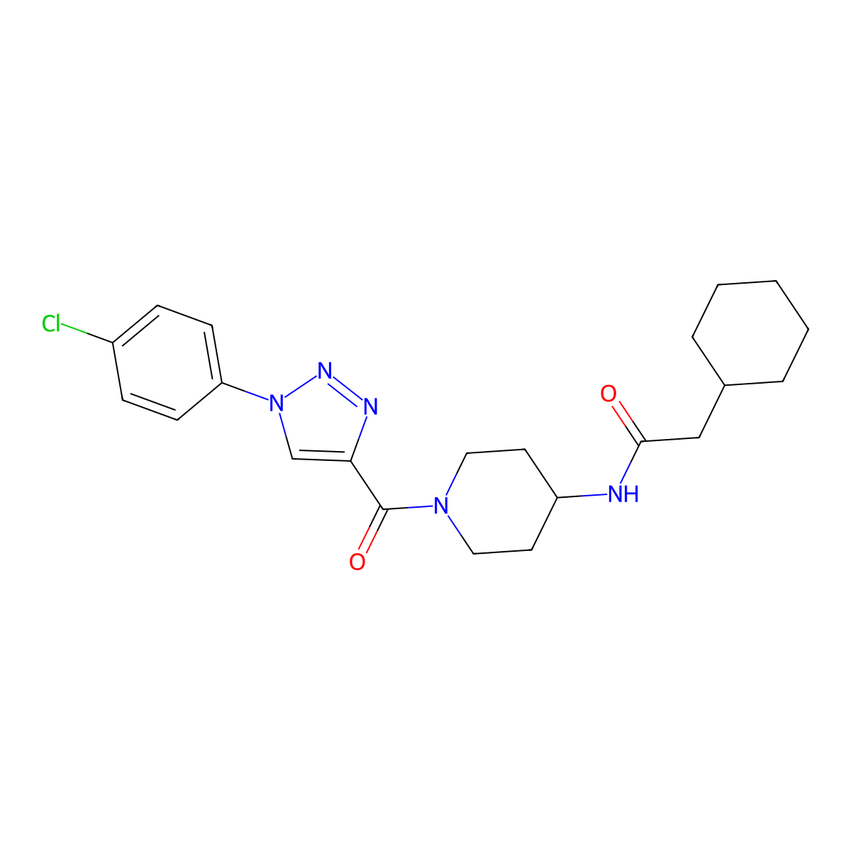 N-(1-(1-(4-chlorophenyl)-1H-1,2,3-triazole-4-carbonyl)piperidin-4-yl)-2-cyclohexylacetamide molecular structure, CAS 1251573-68-8