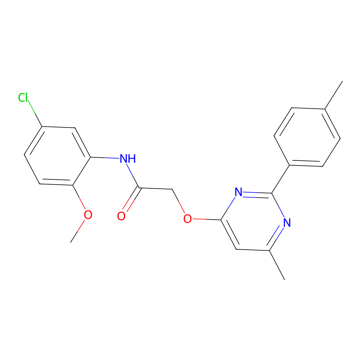 N-(5-chloro-2-methoxyphenyl)-2-((6-methyl-2-(p-tolyl)pyrimidin-4-yl)oxy)acetamide molecular structure, CAS 1251573-77-9