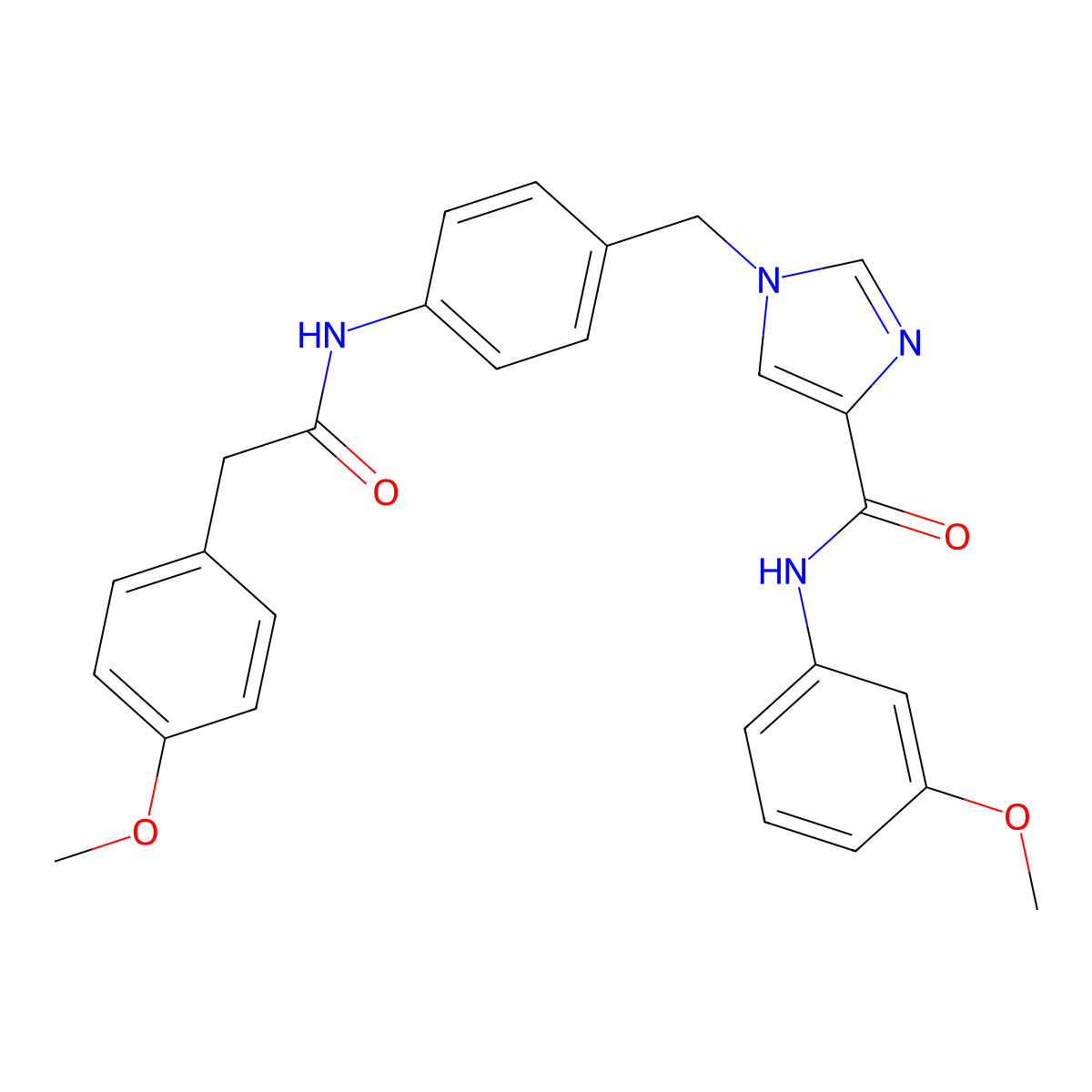 N-(3-methoxyphenyl)-1-(4-(2-(4-methoxyphenyl)acetamido)benzyl)-1H-imidazole-4-carboxamide molecular structure, CAS 1251573-80-4