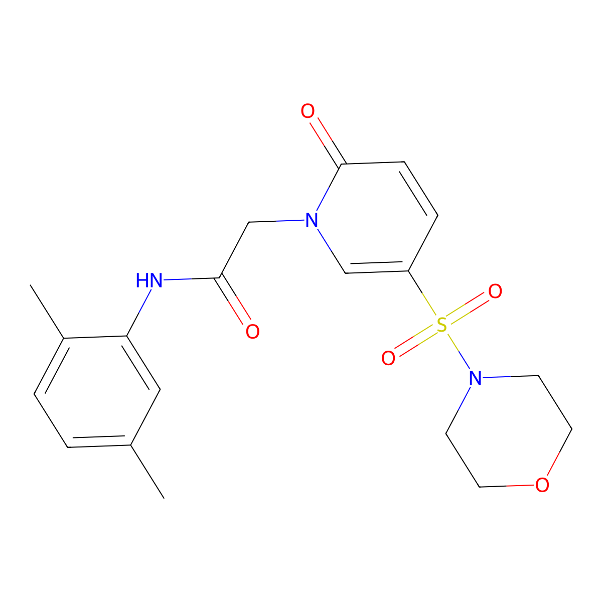 N-(2,5-Dimethylphenyl)-2-[5-(morpholine-4-sulfonyl)-2-oxo-1,2-dihydropyridin-1-yl]acetamide molecular structure, CAS 1251573-84-8