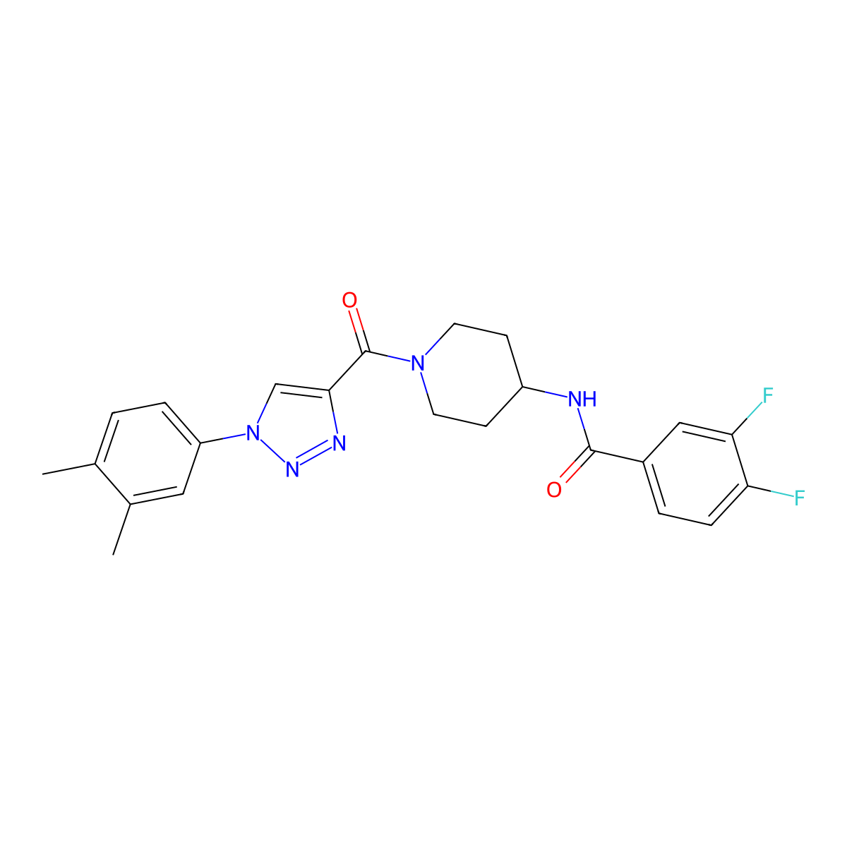 N-{1-[1-(3,4-dimethylphenyl)-1H-1,2,3-triazole-4-carbonyl]piperidin-4-yl}-3,4-difluorobenzamide molecular structure, CAS 1251573-99-5