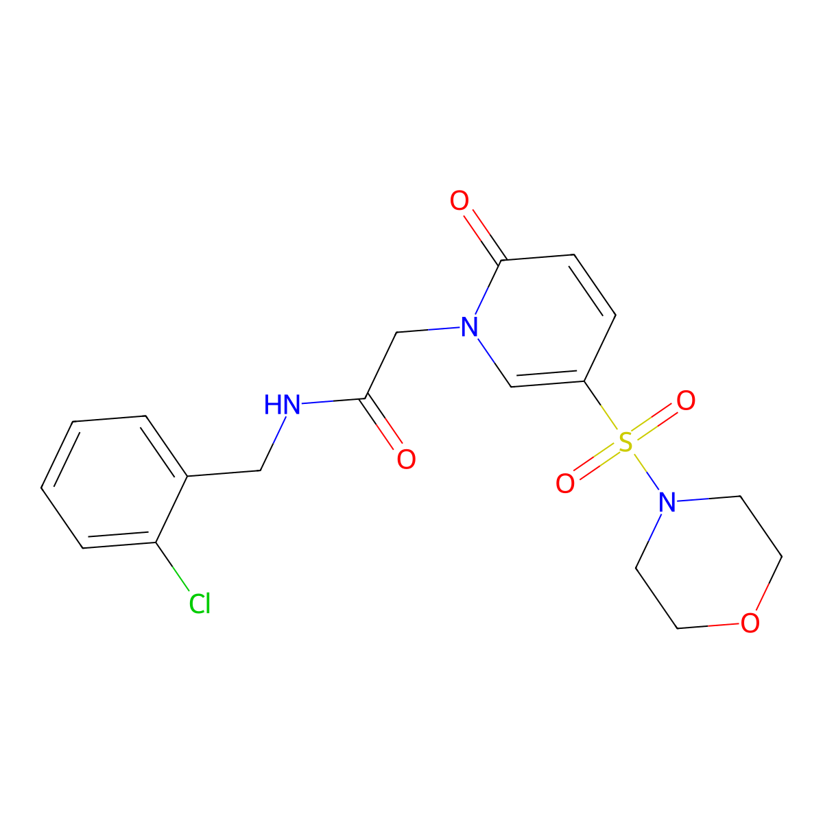 N-(2-chlorobenzyl)-2-[5-(morpholin-4-ylsulfonyl)-2-oxopyridin-1(2H)-yl]acetamide molecular structure, CAS 1251574-00-1