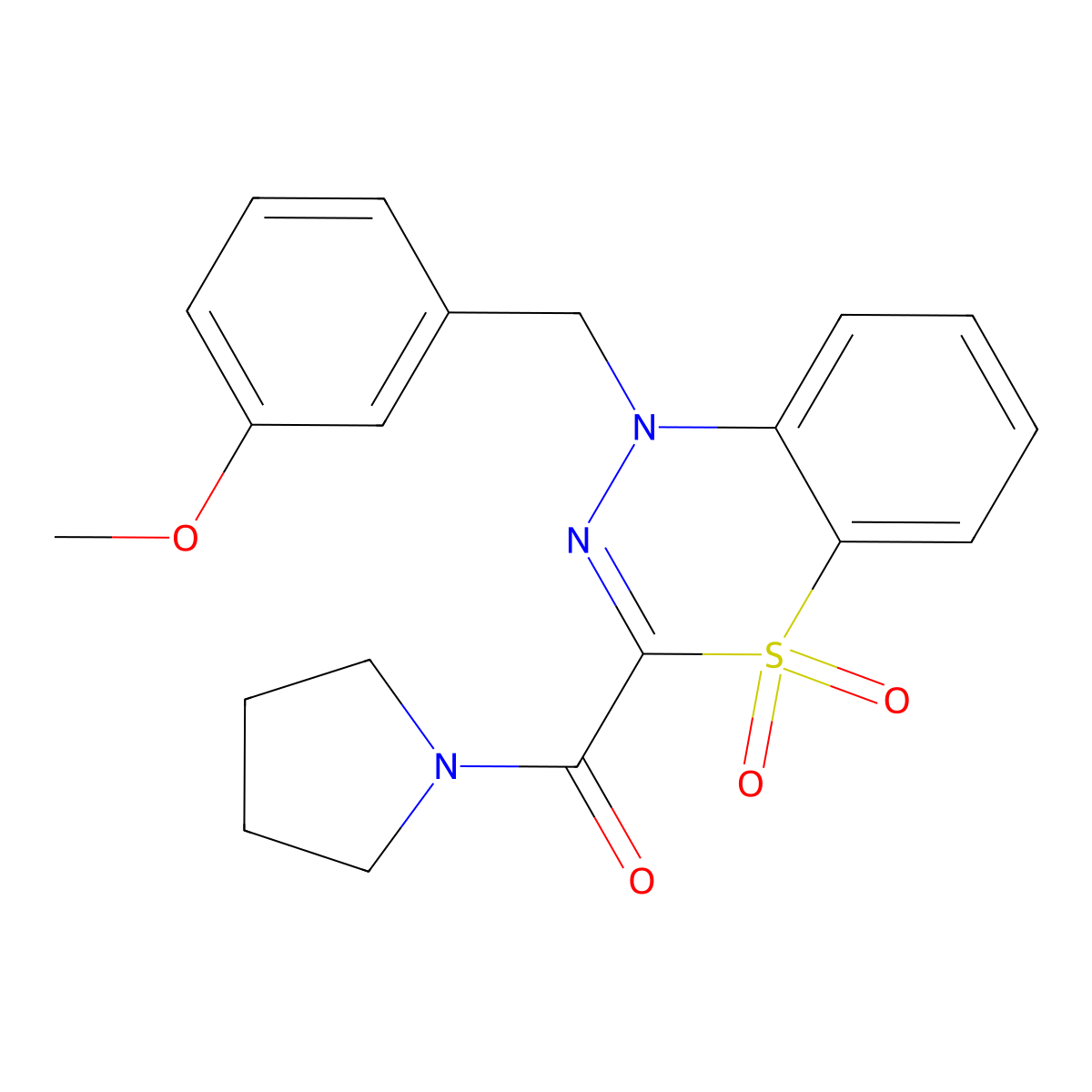 1-[(3-methoxyphenyl)methyl]-3-(pyrrolidine-1-carbonyl)-1H-4lambda6,1,2-benzothiadiazine-4,4-dione molecular structure, CAS 1251574-03-4
