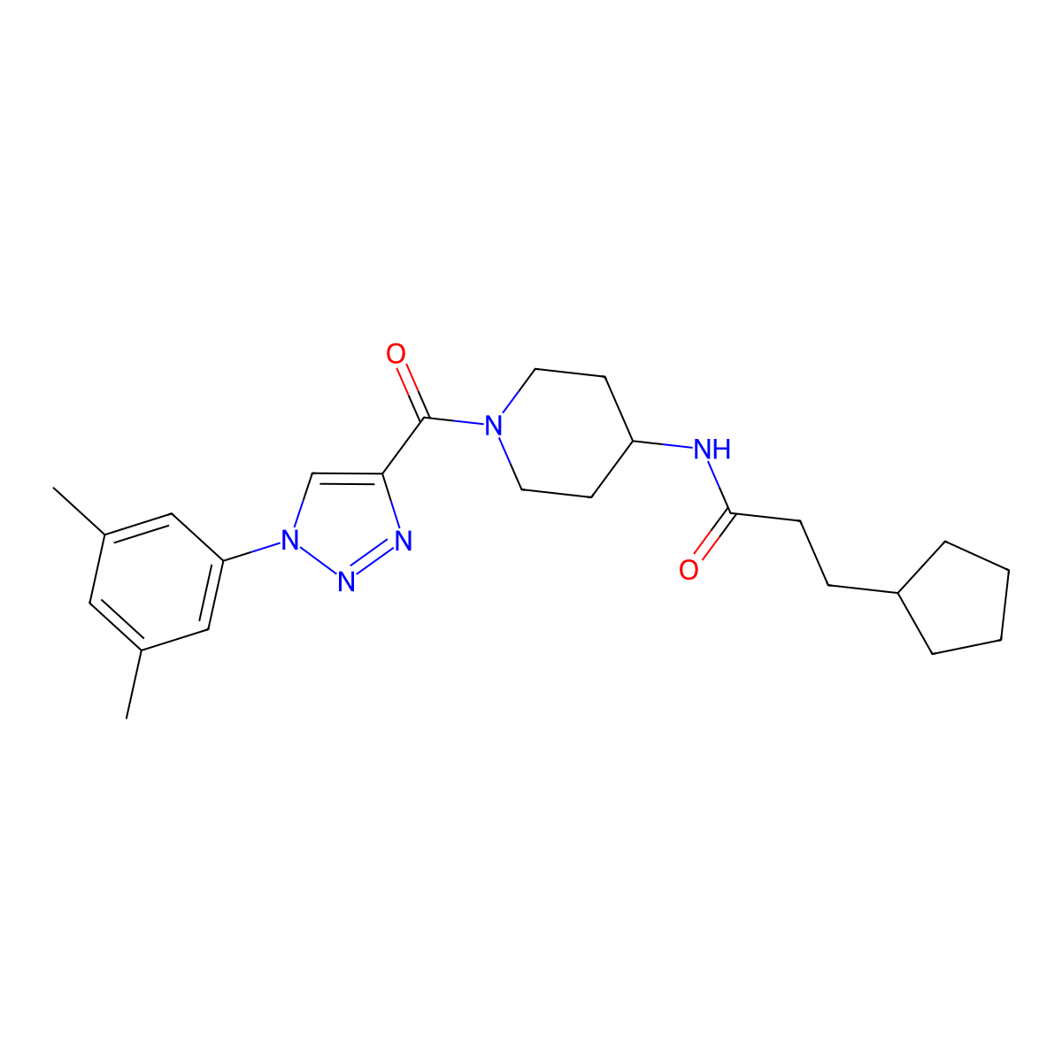 3-cyclopentyl-N-{1-[1-(3,5-dimethylphenyl)-1H-1,2,3-triazole-4-carbonyl]piperidin-4-yl}propanamide molecular structure, CAS 1251574-04-5