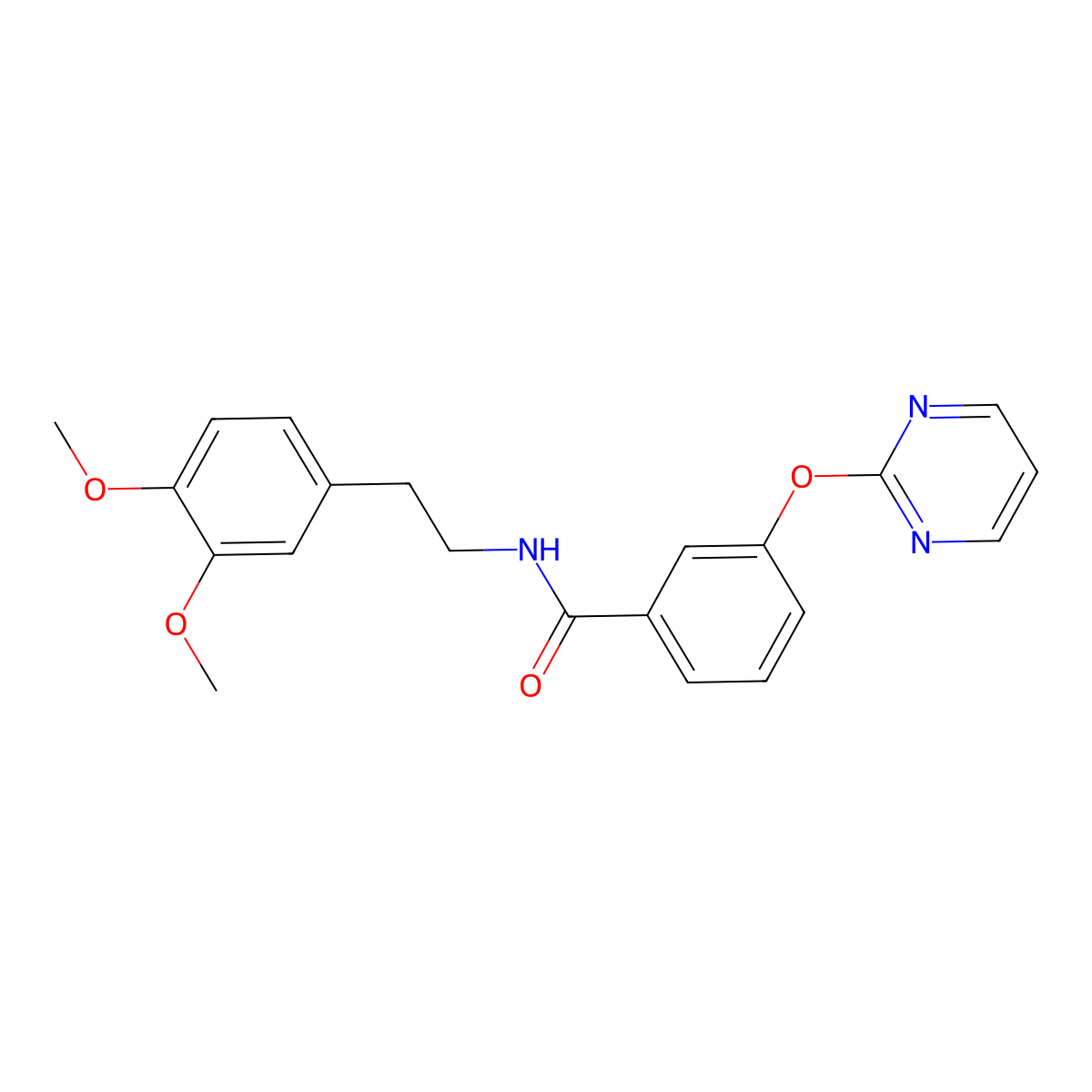 N-(3,4-dimethoxyphenethyl)-3-(pyrimidin-2-yloxy)benzamide molecular structure, CAS 1251574-09-0