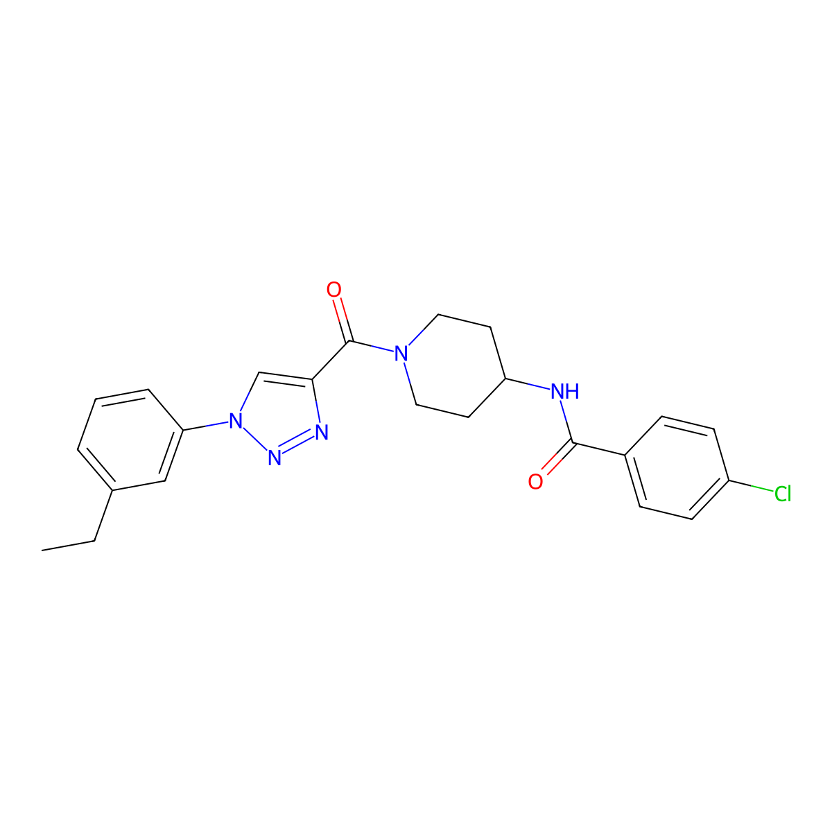 4-chloro-N-{1-[1-(3-ethylphenyl)-1H-1,2,3-triazole-4-carbonyl]piperidin-4-yl}benzamide molecular structure, CAS 1251574-12-5