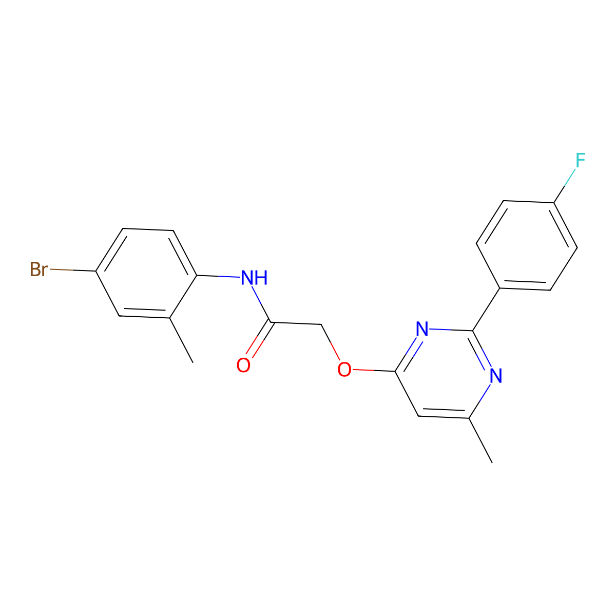 N-(4-bromo-2-methylphenyl)-2-{[2-(4-fluorophenyl)-6-methylpyrimidin-4-yl]oxy}acetamide molecular structure, CAS 1251574-13-6