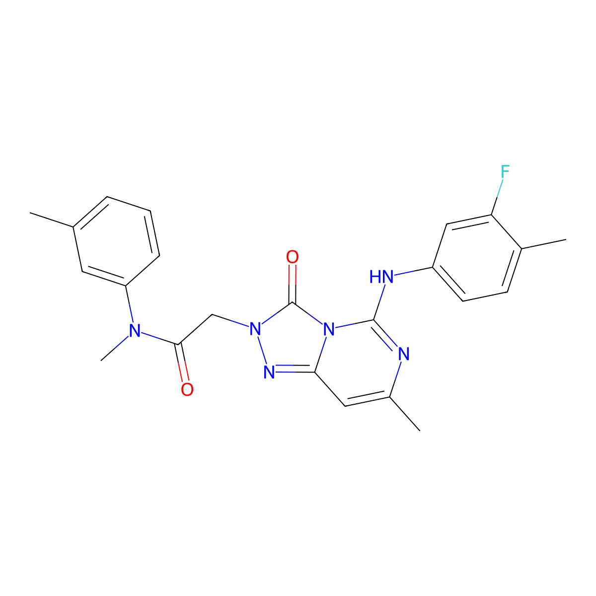 2-{5-[(3-fluoro-4-methylphenyl)amino]-7-methyl-3-oxo-2H,3H-[1,2,4]triazolo[4,3-c]pyrimidin-2-yl}-N-methyl-N-(3-methylphenyl)acetamide molecular structure, CAS 1251574-15-8