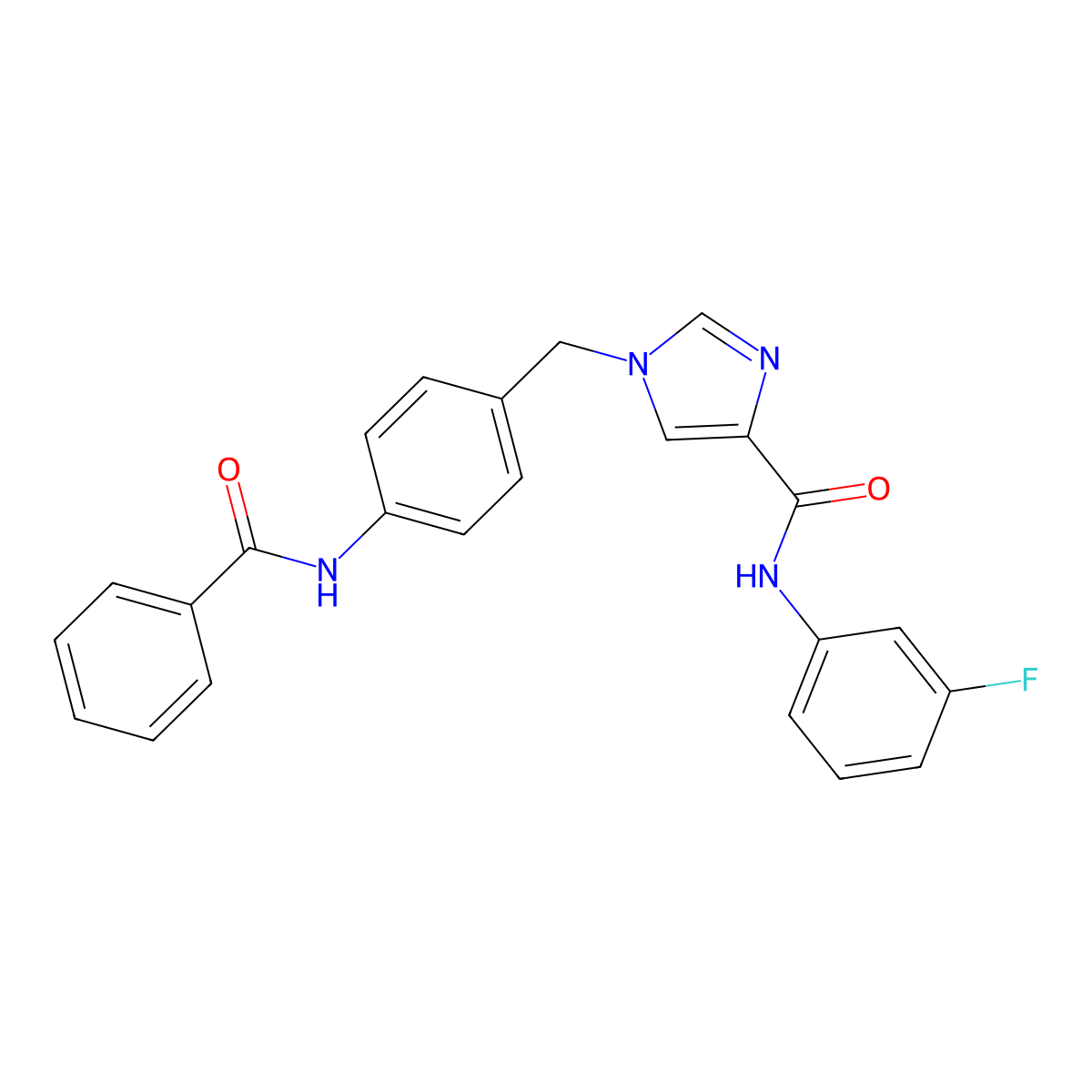 1-(4-benzamidobenzyl)-N-(3-fluorophenyl)-1H-imidazole-4-carboxamide molecular structure, CAS 1251574-16-9