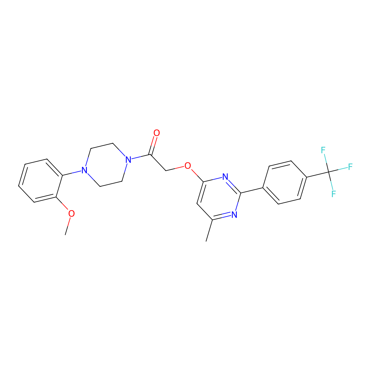 1-[4-(2-Methoxyphenyl)piperazin-1-yl]-2-({6-methyl-2-[4-(trifluoromethyl)phenyl]pyrimidin-4-yl}oxy)ethan-1-one molecular structure, CAS 1251574-28-3