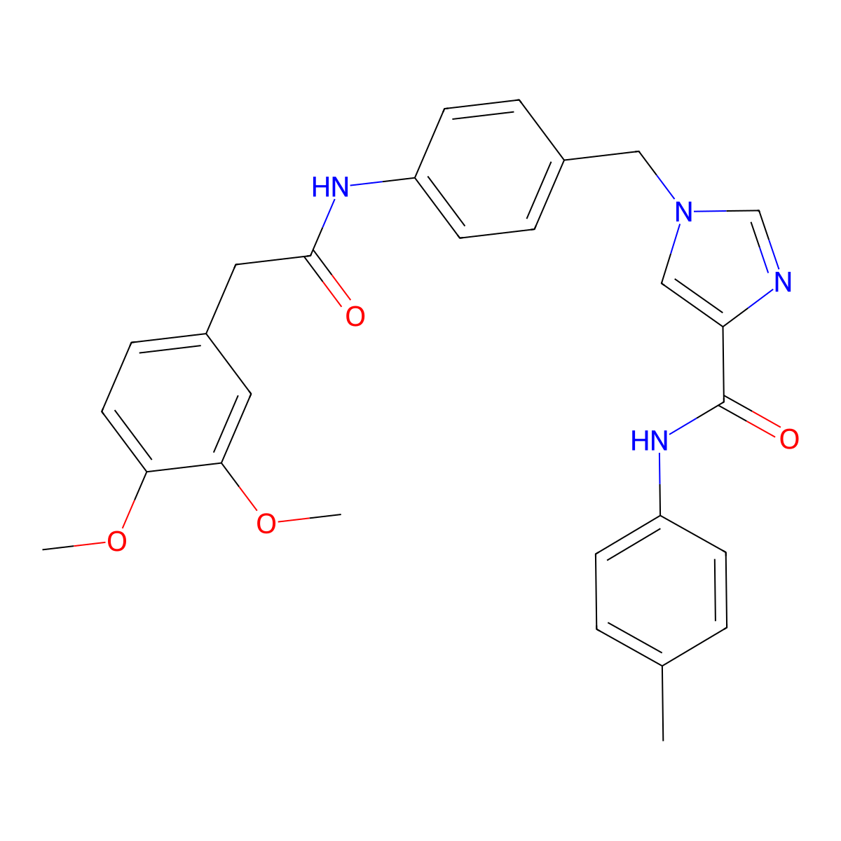 1-(4-(2-(3,4-dimethoxyphenyl)acetamido)benzyl)-N-(p-tolyl)-1H-imidazole-4-carboxamide molecular structure, CAS 1251574-29-4