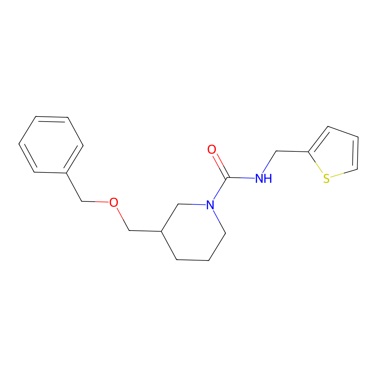 3-((benzyloxy)methyl)-N-(thiophen-2-ylmethyl)piperidine-1-carboxamide molecular structure, CAS 1251574-31-8